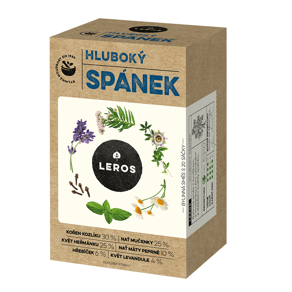 LEROS Bylinný čaj Hluboký spánek - nálev. sáčky (20 x 1 g) - pošk. obal - pro lepší kvalitu spánku LEROS