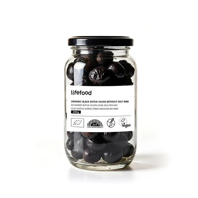 Lifefood Olivy Botija černé sušené nesolené RAW BIO (300 g) - chuť pravého středomoří Lifefood