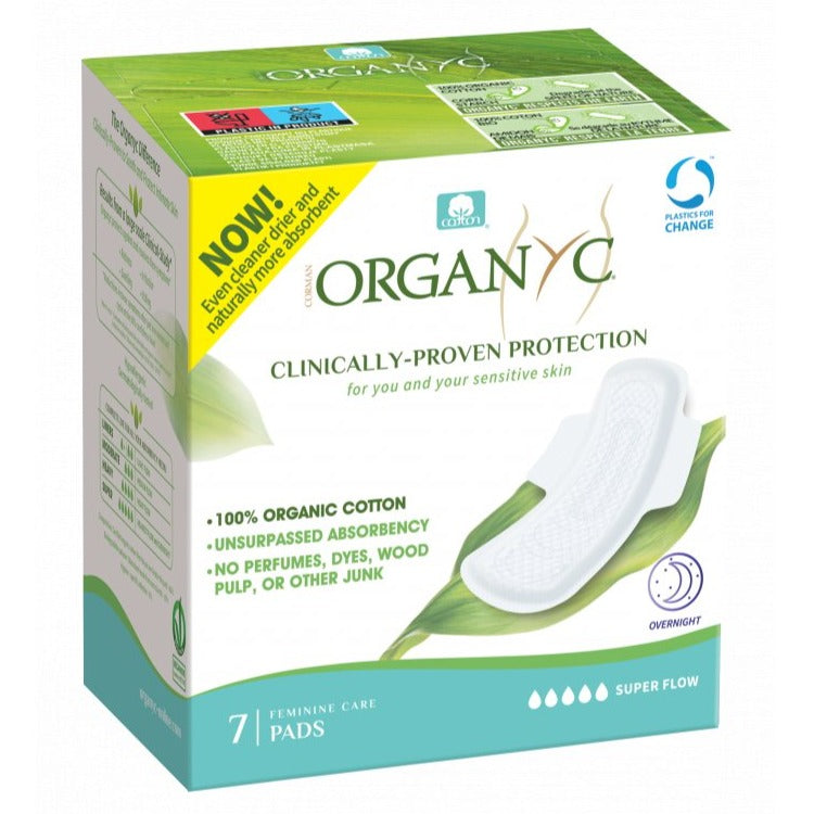 Organyc Noční vložky s křidélky extra silné prodloužené (7 ks) - pošk. obal - z biobavlny