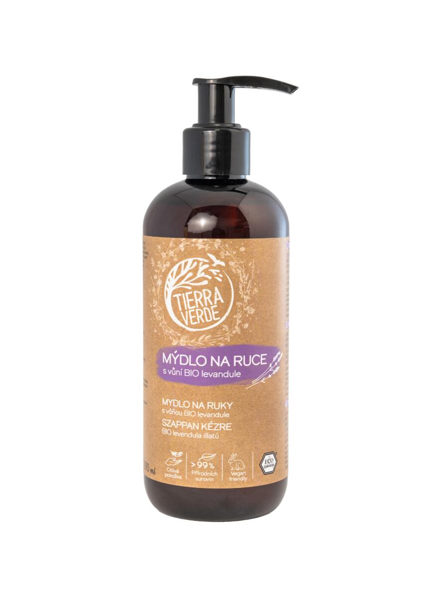 Tierra Verde Tekuté mýdlo na ruce - BIO Levandule - 290 ml - s českým bio jitrocelem Tierra Verde