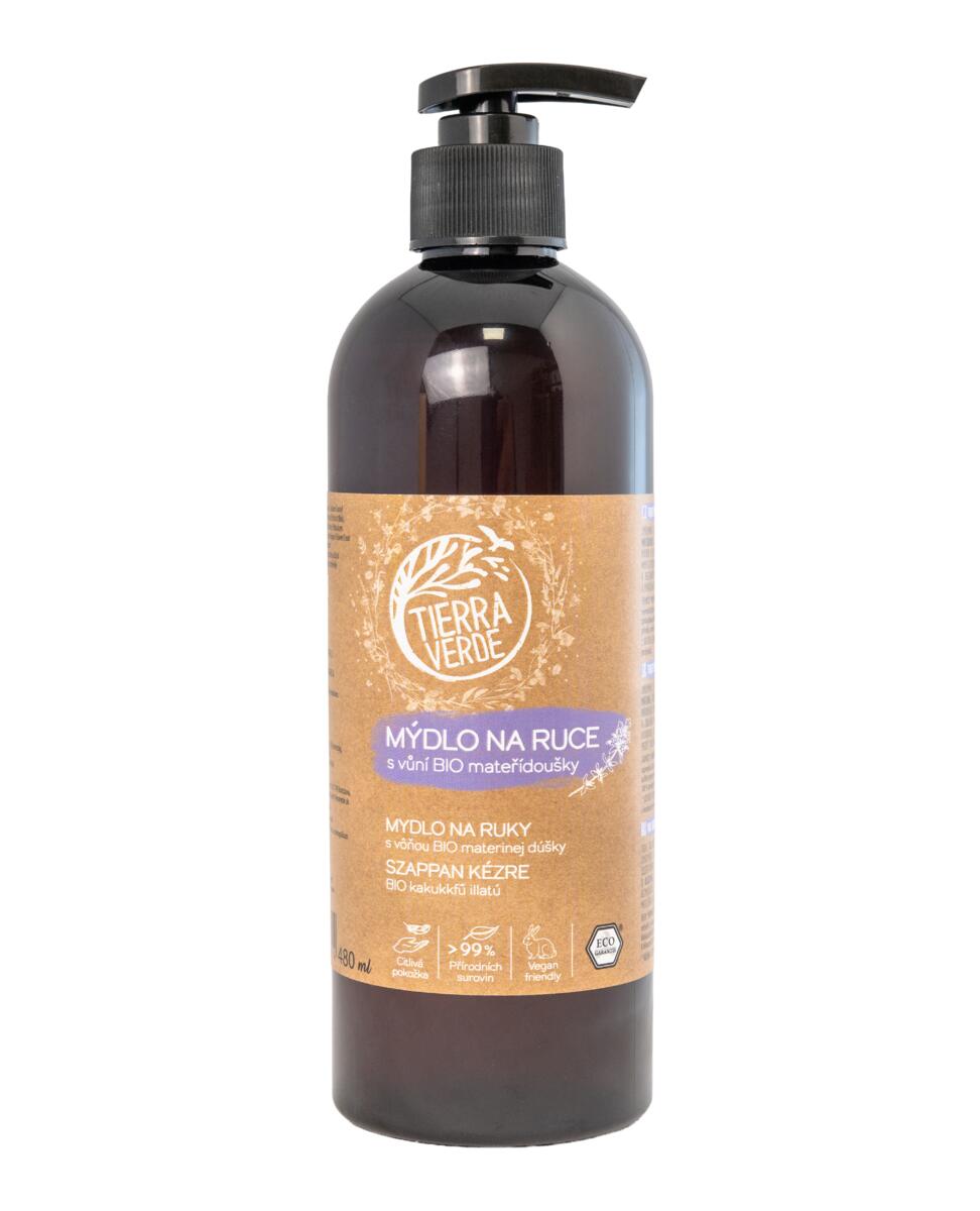 Tierra Verde Tekuté mýdlo na ruce - BIO Mateřídouška - 480 ml - s českým bio jitrocelem Tierra Verde