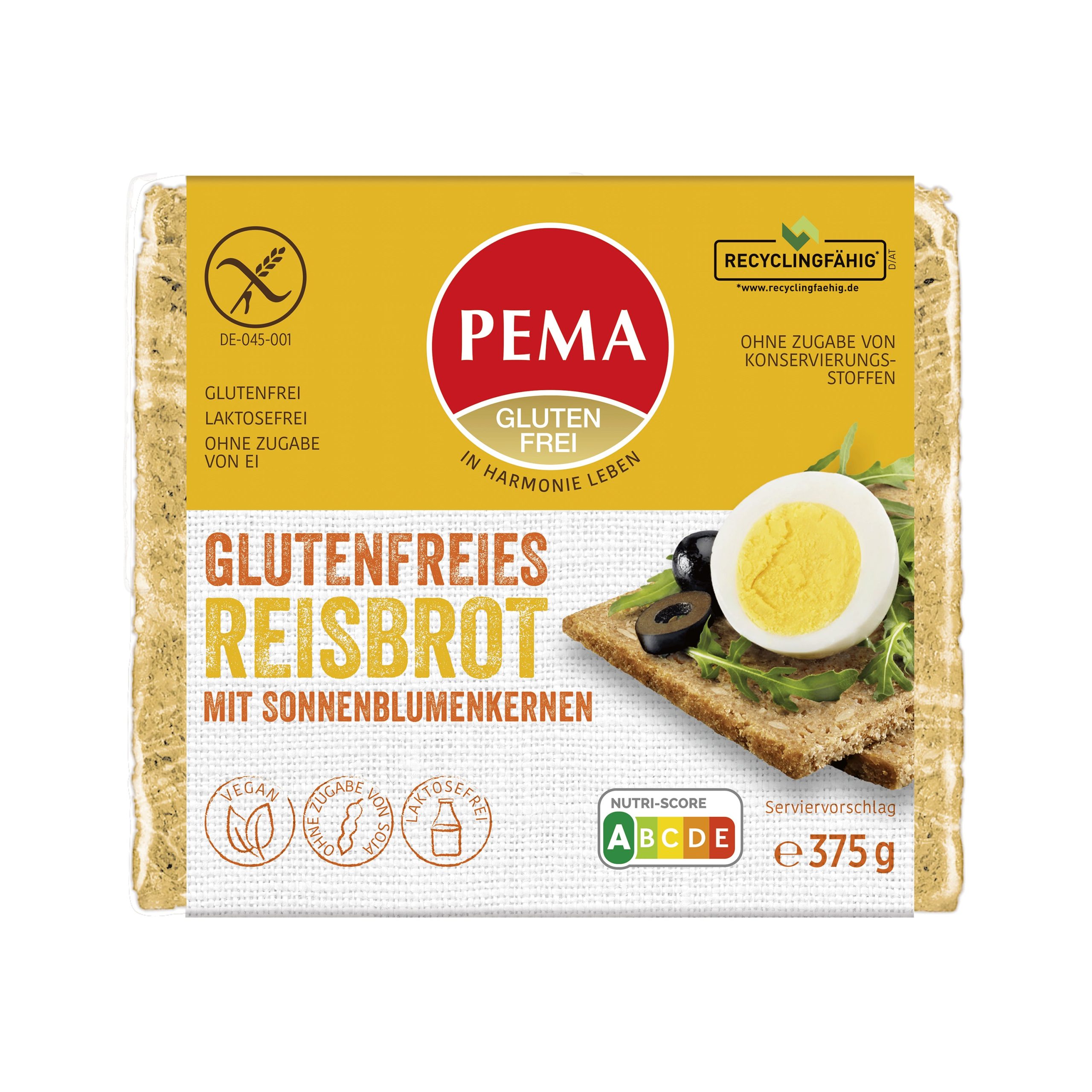 Chléb rýžový bez lepku 375 g   PEMA Pema