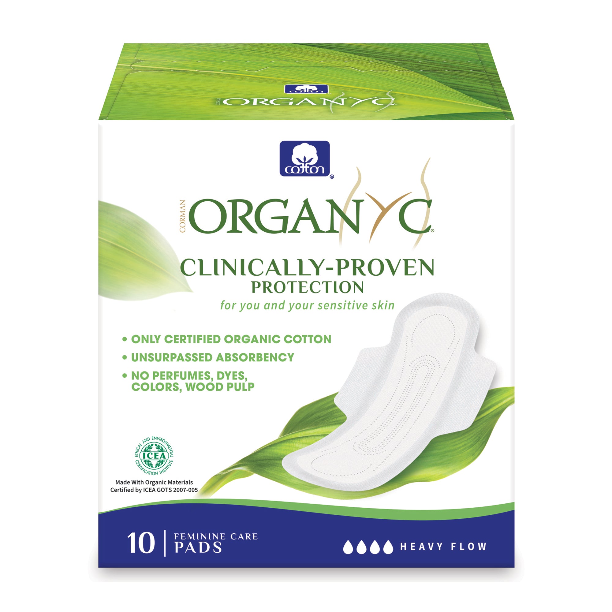 Dámské vložky s křidélky noční 10 ks BIO bavlna  ORGANYC Organyc