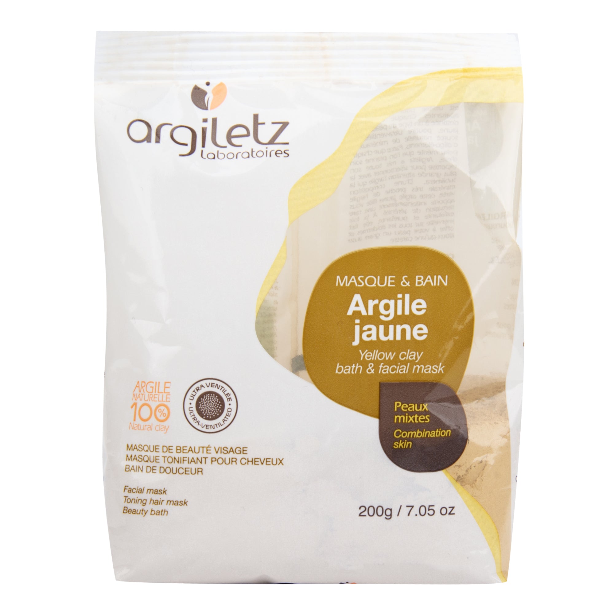 Jíl žlutý ultra ventilovaný maska & koupel 200 g   ARGILETZ Argiletz
