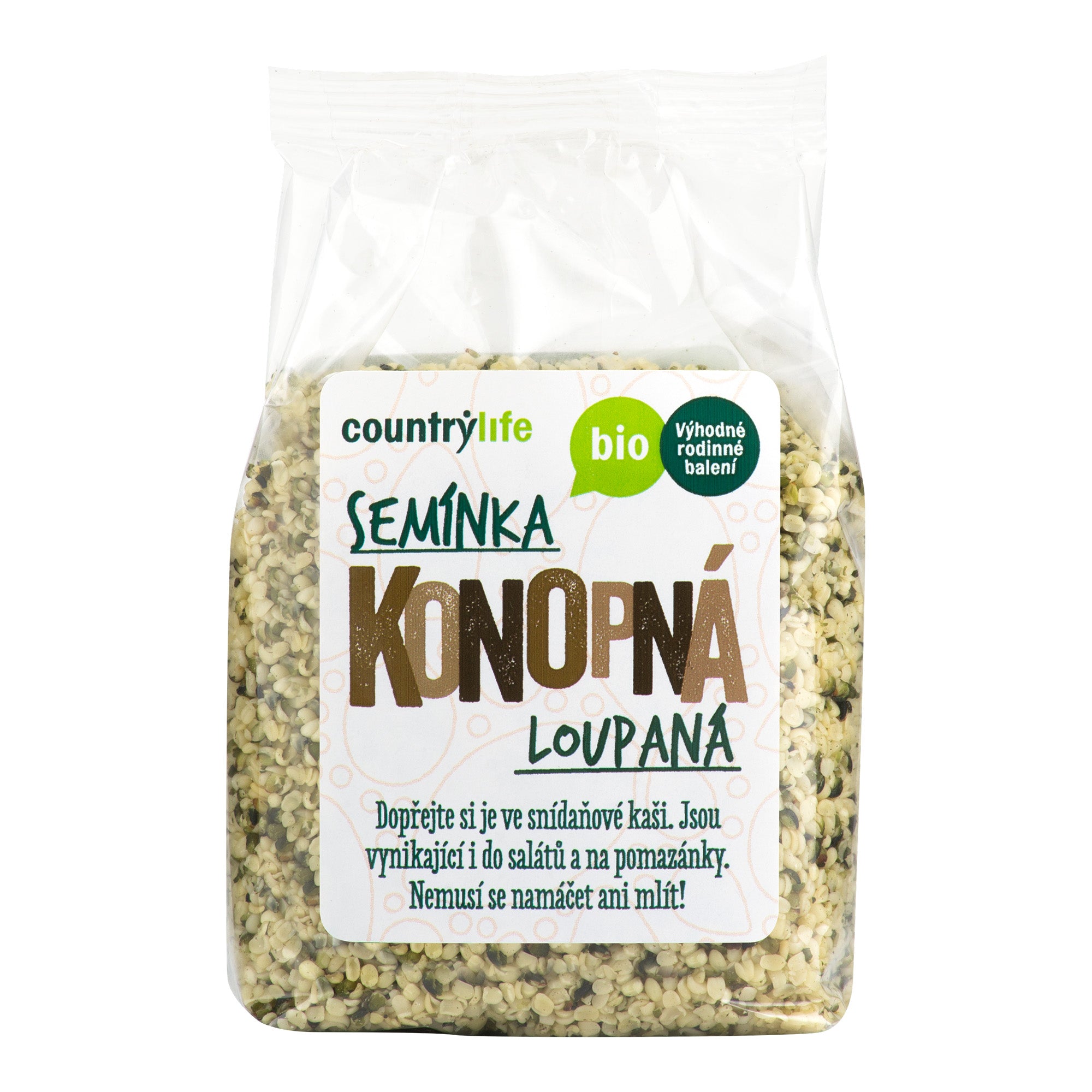 Konopná semínka loupaná 250 g BIO   COUNTRY LIFE Country Life