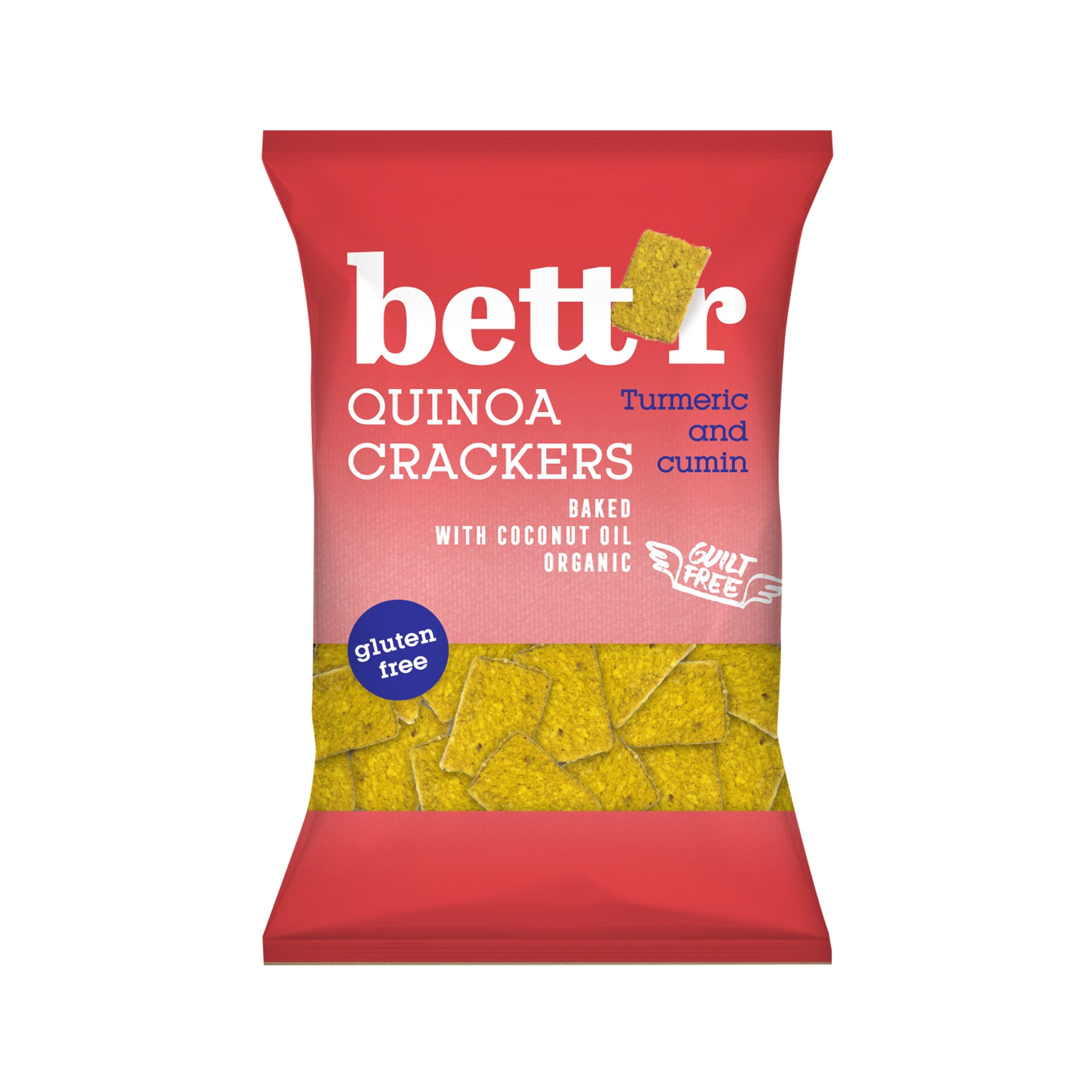 Krekry quinoové s kurkumou a kmínem bezlepkové 100 g BIO   BETT´R BETT'R