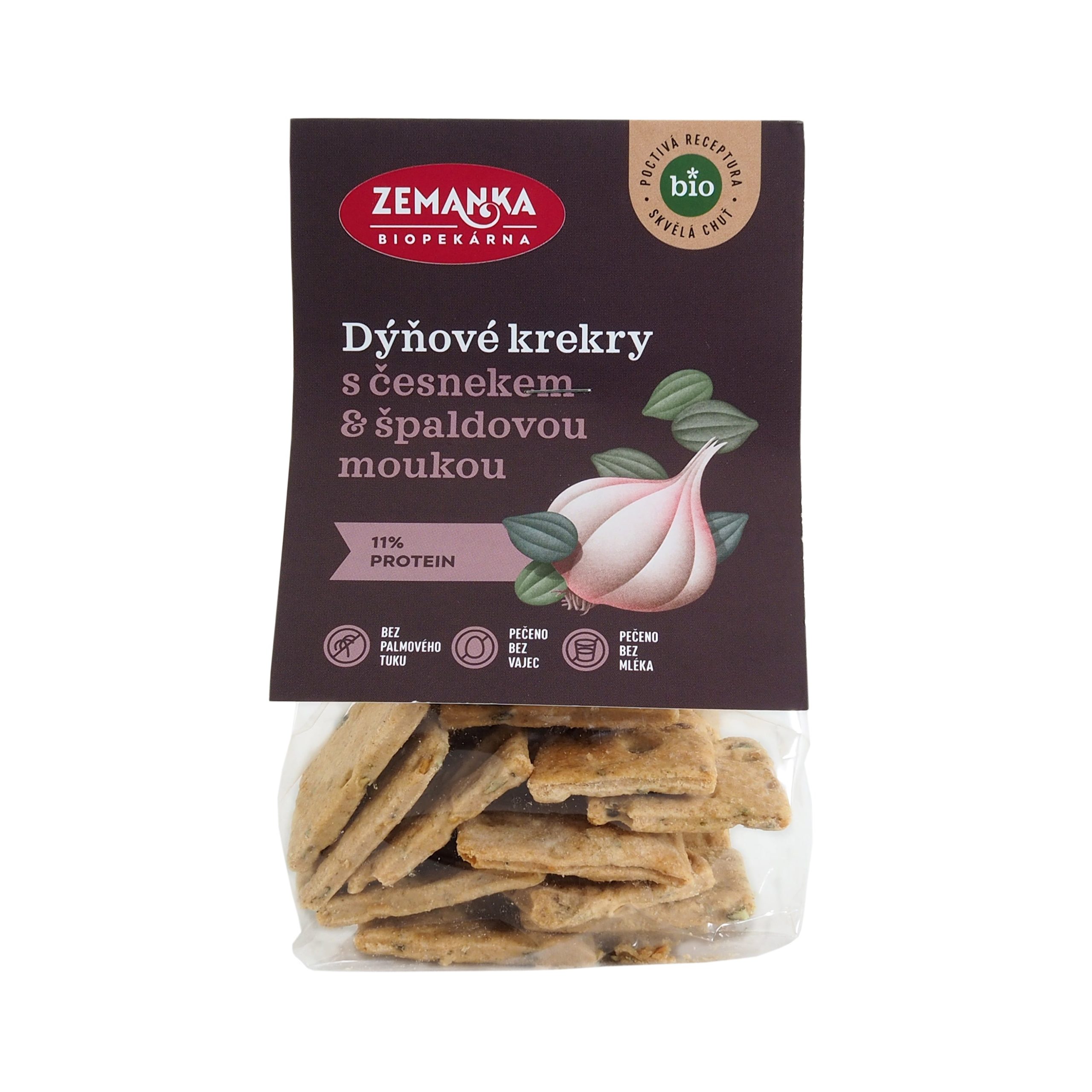 Krekry s dýňovým semínkem a česnekem 100 g BIO   ZEMANKA Biopekárna Zemanka