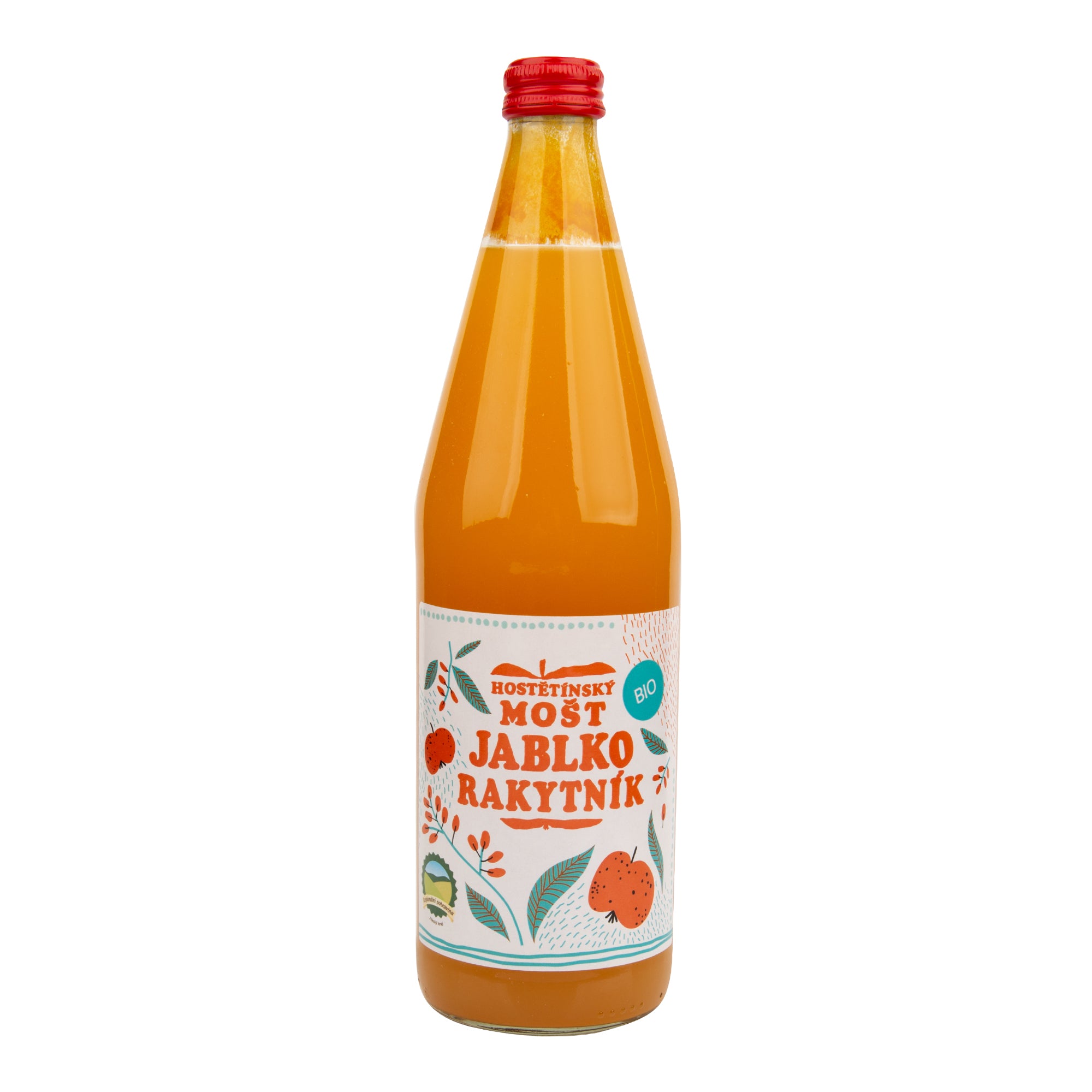 Mošt jablečný s rakytníkem 750 ml BIO   MOŠTÁRNA HOSTĚTÍN Moštárna Hostětín