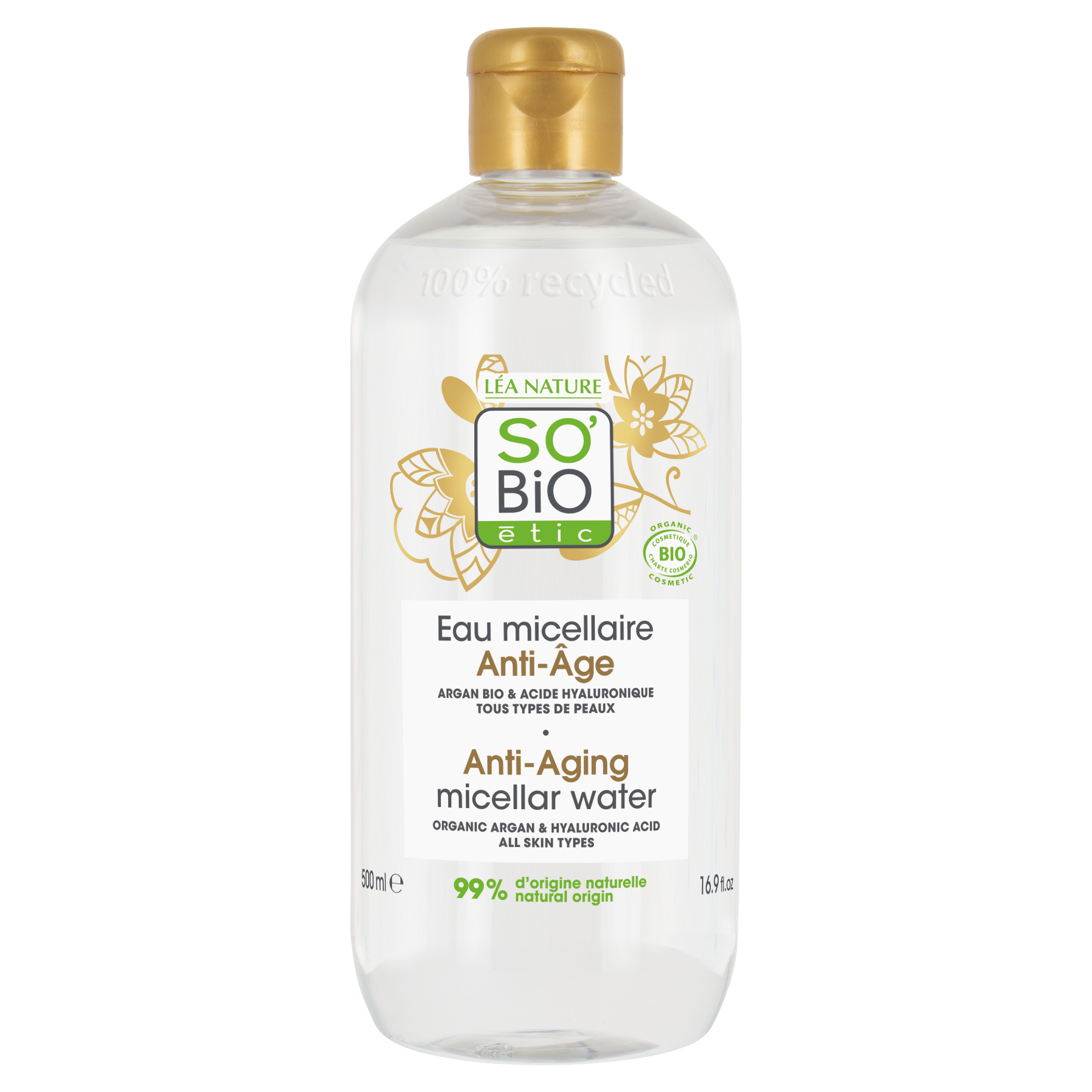 SO’BiO étic Anti-Age Precieux Argan Voda micelární Anti-age s hyaluronem BIO (500 ml) - s kyselinou hyaluronovou SO’BiO