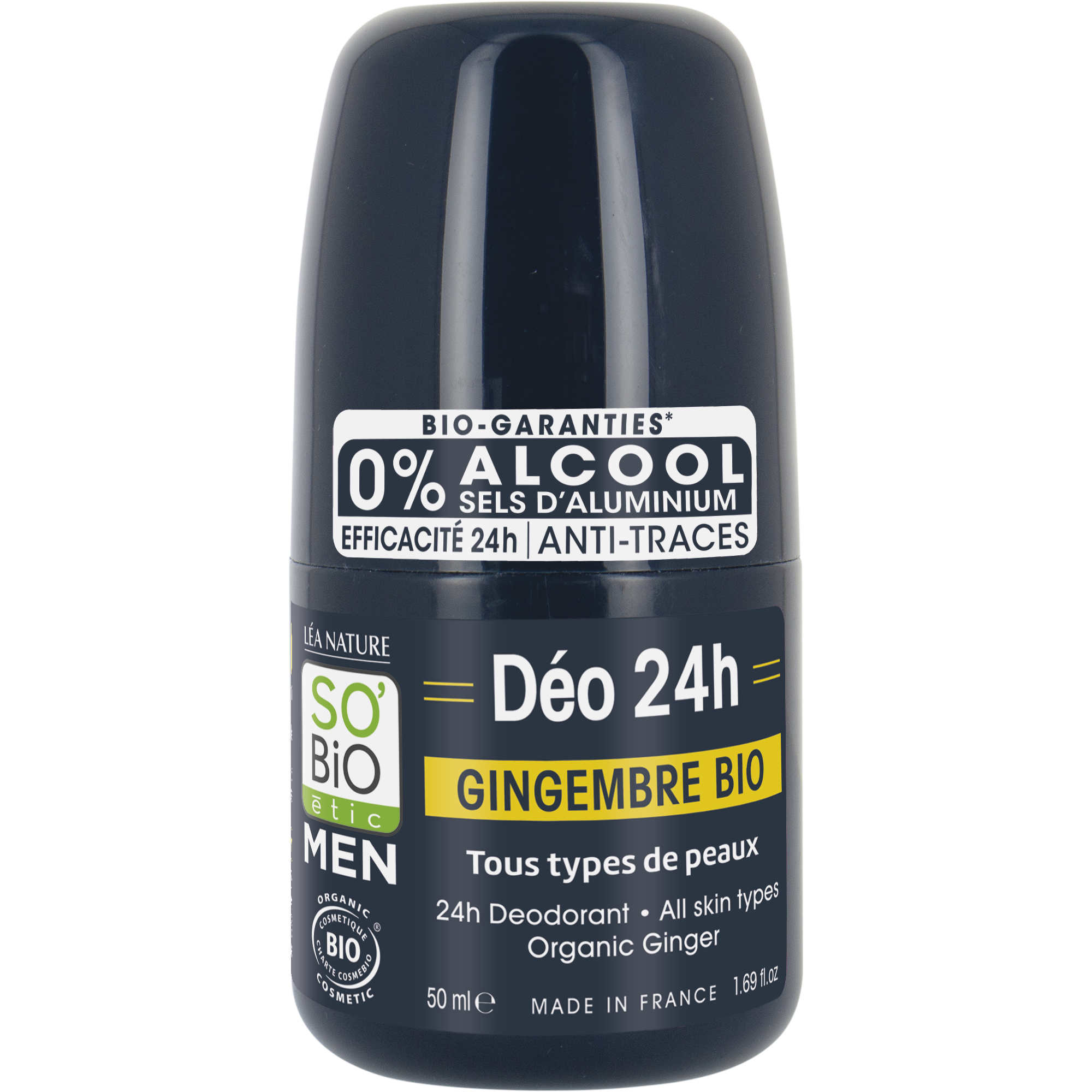 SO’BiO étic Deodorant roll-on 24h MEN - zázvor BIO (50 ml) - účinný až 24 hodin SO’BiO