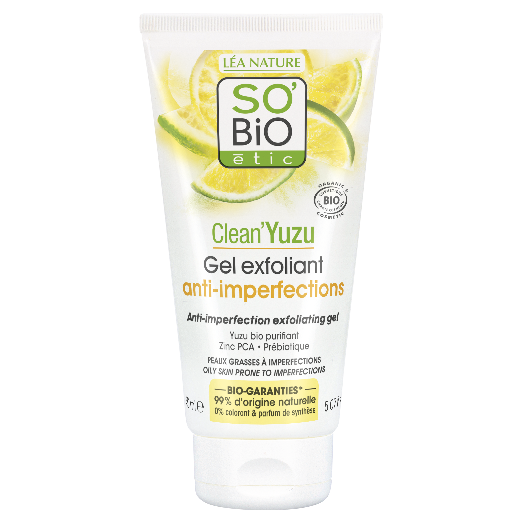 SO’BiO étic Gel pleťový exfoliační - Clean Yuzu BIO (150 ml) - ideální pro mastnou pleť SO’BiO