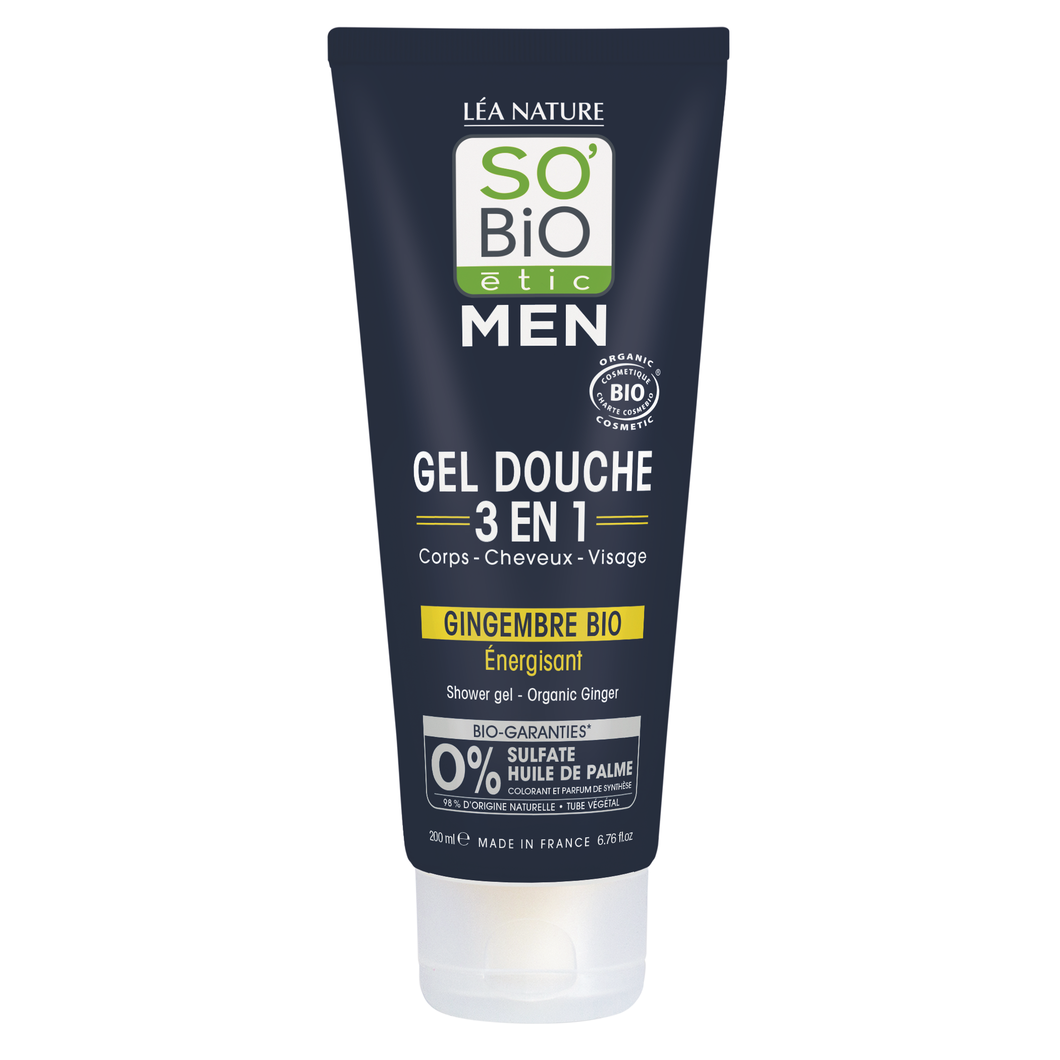 SO’BiO étic Gel sprchový MEN 3v1 - energizující zázvor BIO (200 ml) - na tělo