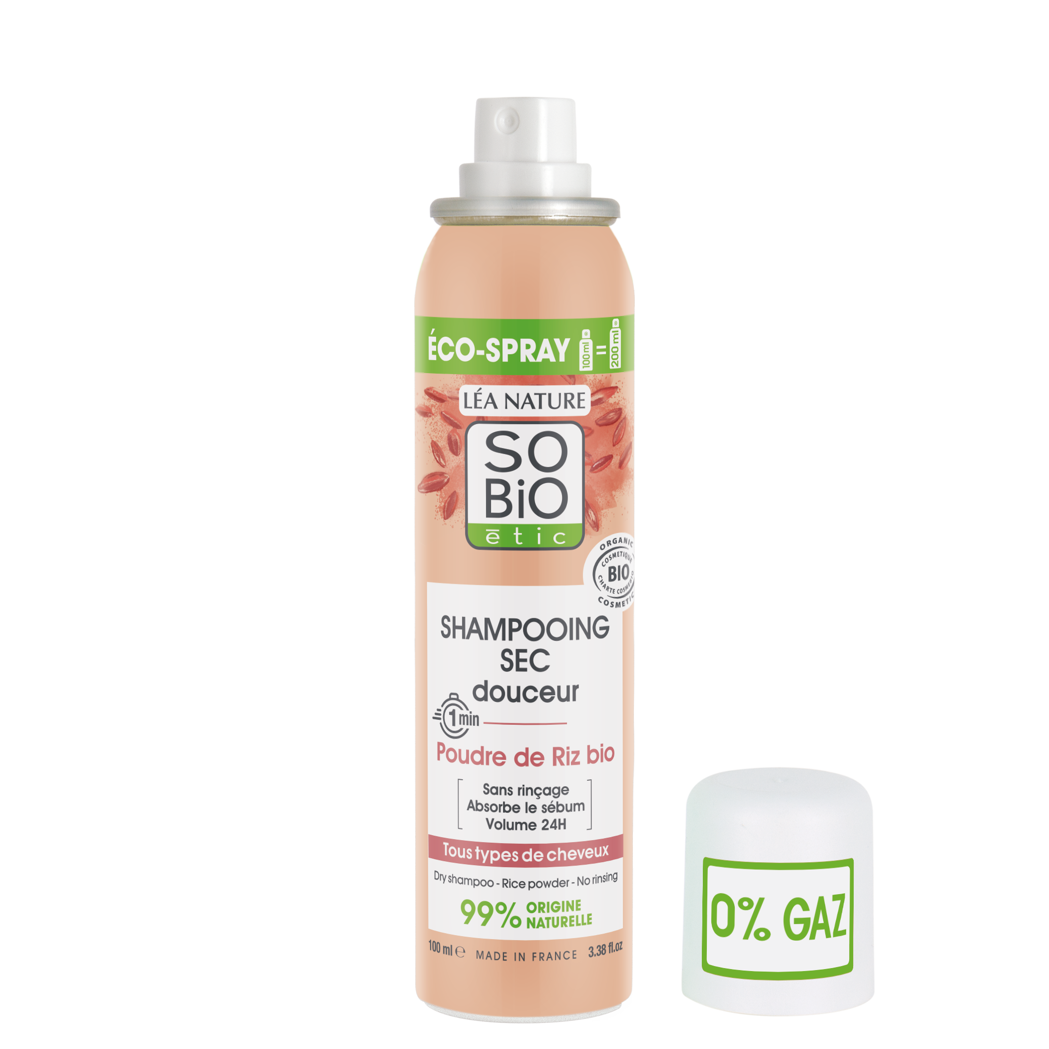 SO’BiO étic Jemný suchý šampon ve spreji pro citlivou pokožku hlavy BIO (100 ml) - vhodný i pro citlivou pokožku SO’BiO