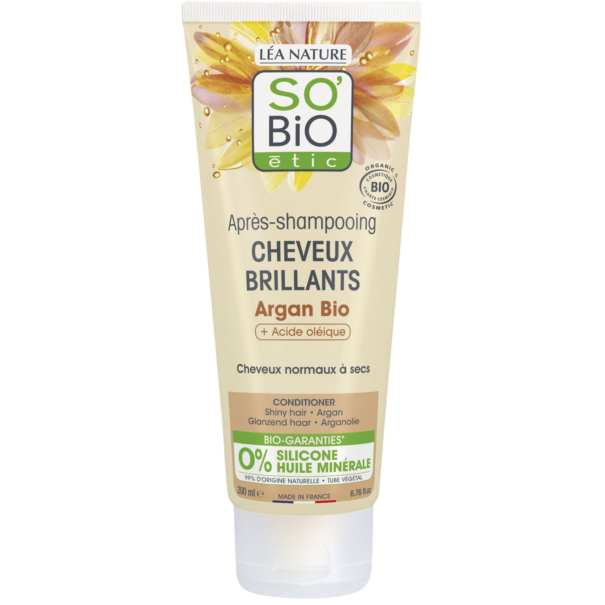 SO’BiO étic Kondicionér argan pro lesk - pro normální až suché vlasy BIO (200 ml) - vlasy zanechává lesklé a hebké SO’BiO