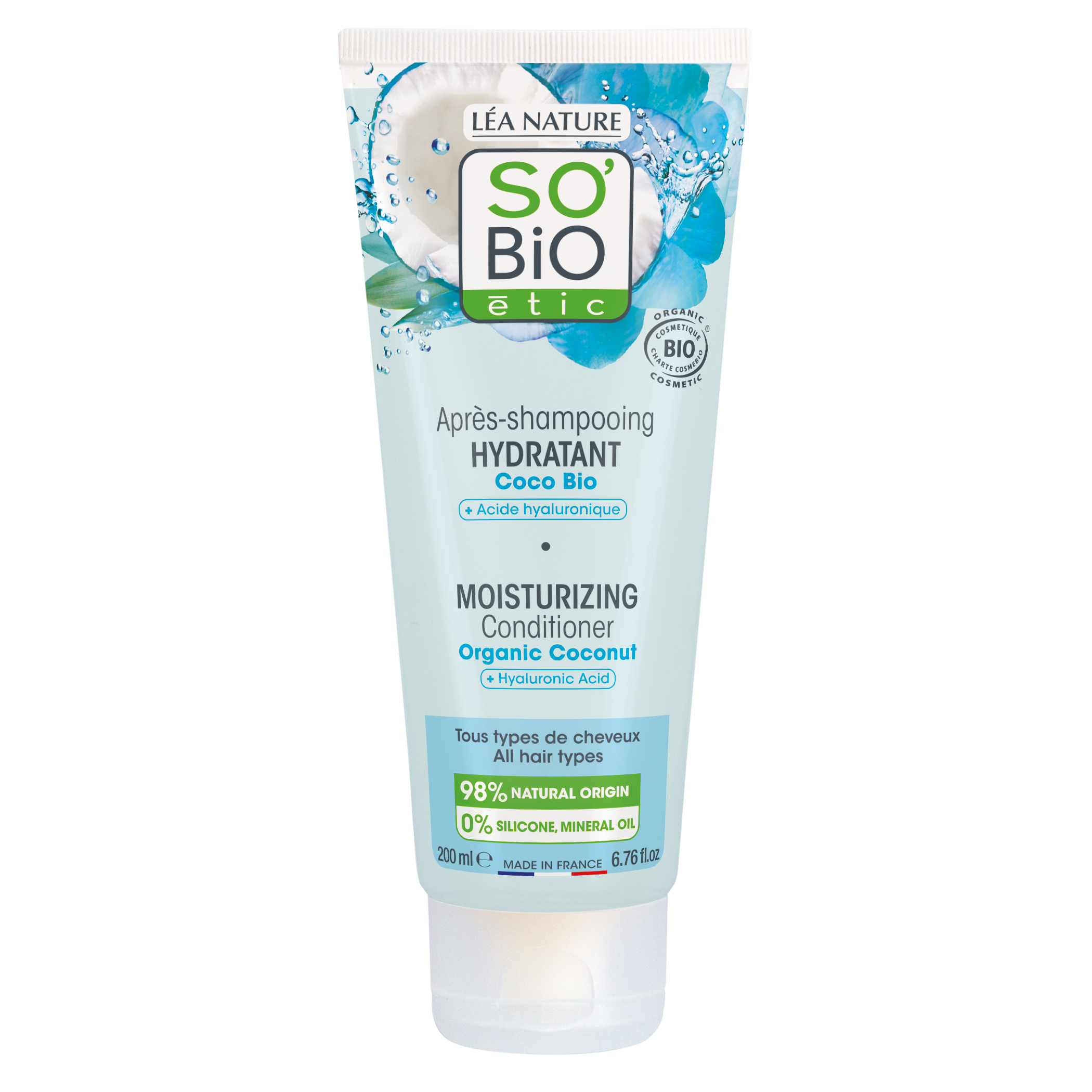 SO’BiO étic Kondicionér hydratační kokos a kyselina hyaluronová BIO (200 ml) - pro všechny typy vlasů SO’BiO