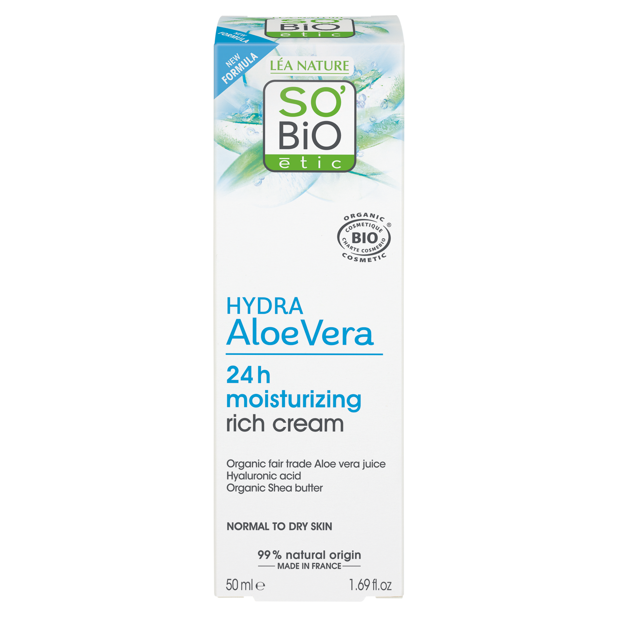 SO’BiO étic Krém bohatě hydratující denní s Aloe vera BIO (50 ml) - s kyselinou hyaluronovou SO’BiO