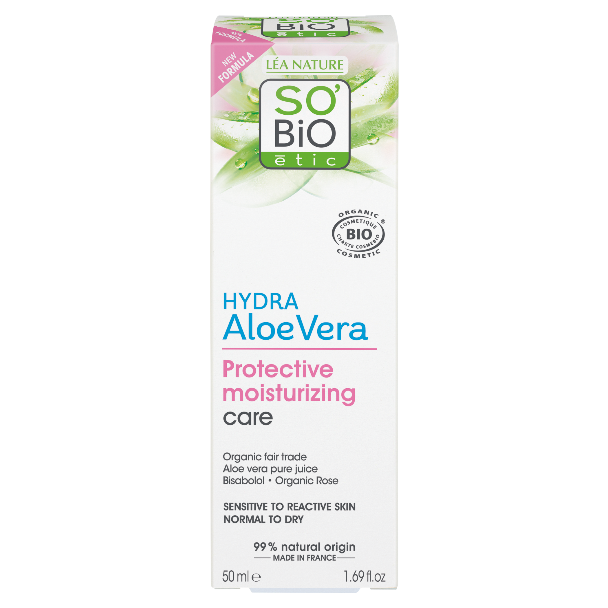 SO’BiO étic Krém ochranný pro citlivou pleť s Aloe vera 5v1 BIO (50 ml) - hydratuje a zklidňuje pleť SO’BiO