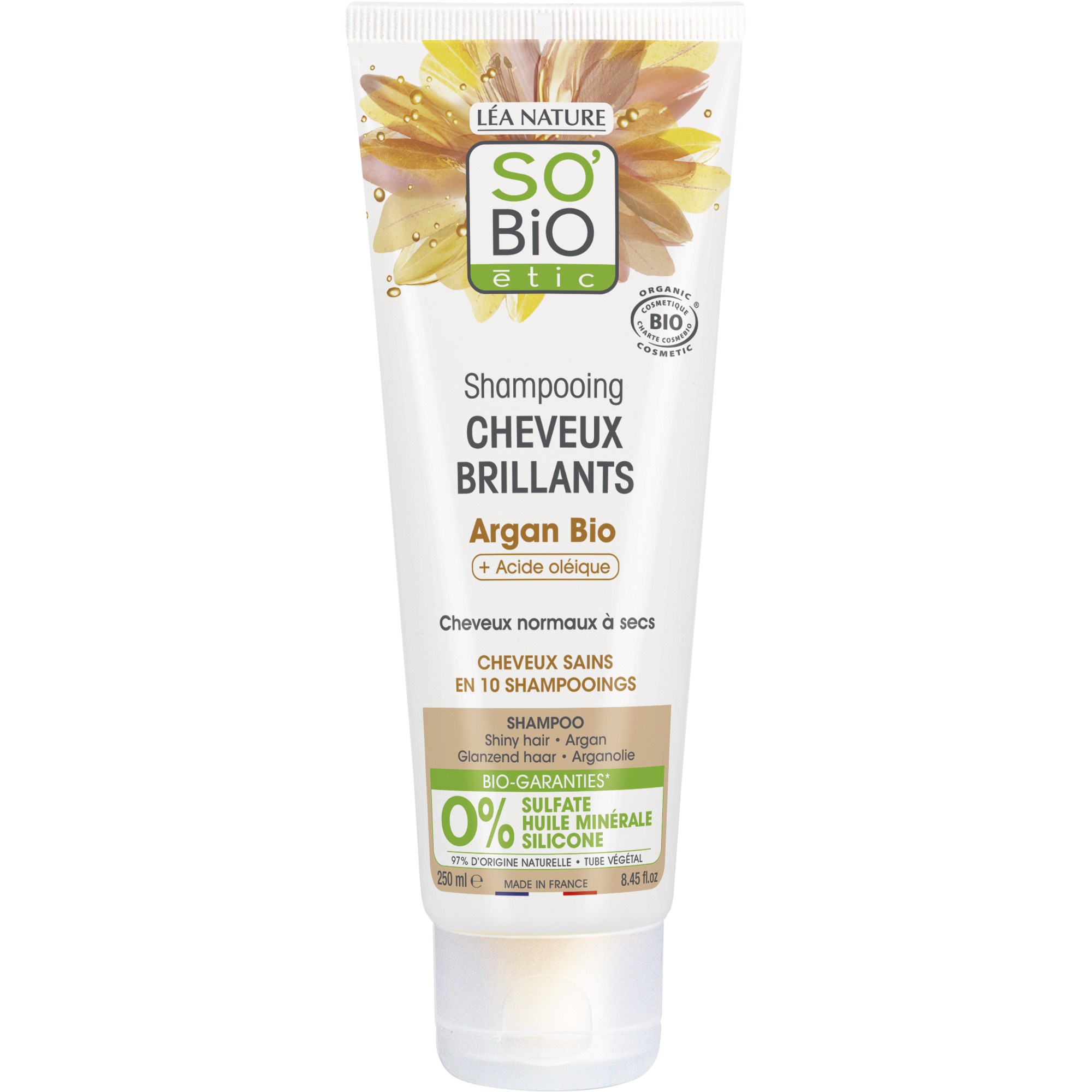 SO’BiO étic Šampon argan pro lesk - pro normální až suché vlasy BIO (250 ml) - vyživuje a obnovuje elasticitu SO’BiO