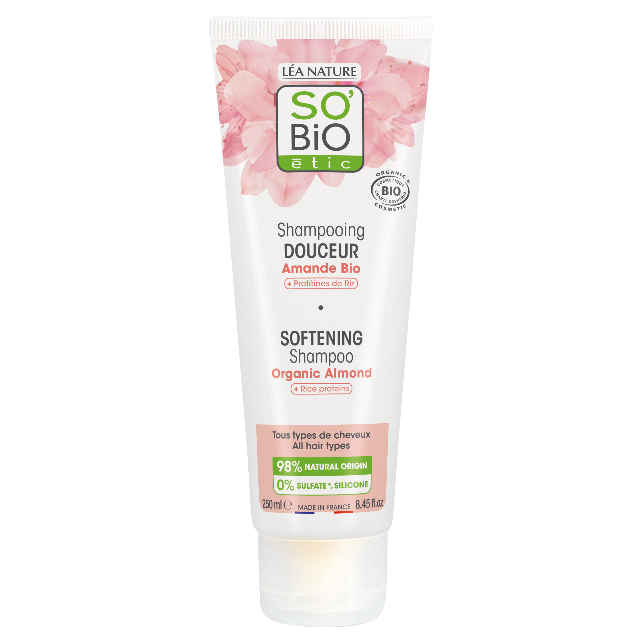 SO’BiO étic Šampon jemný s mandlovým mlékem a rýžovým proteinem BIO (250 ml) - obnovuje přirozený lesk a hebkost SO’BiO