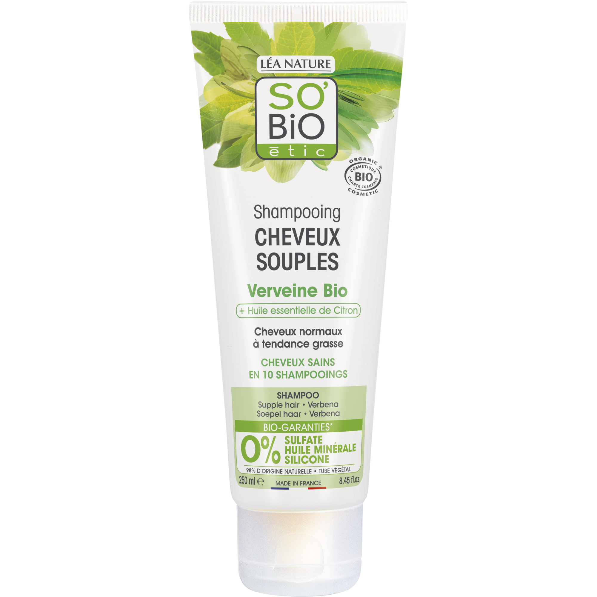 SO’BiO étic Šampon jemný verbena-citron BIO (250 ml) - ideální pro mastné vlasy SO’BiO
