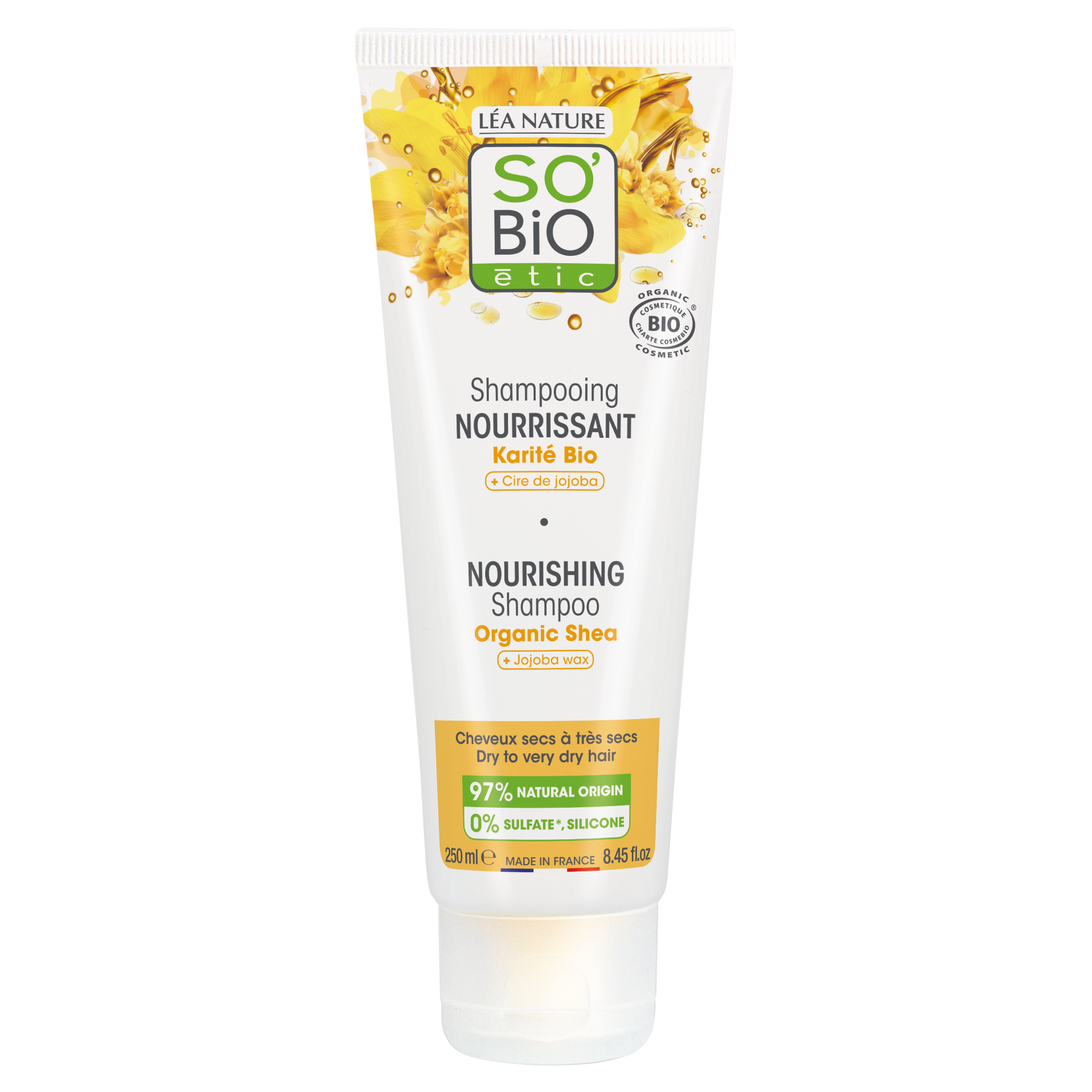 SO’BiO étic Šampon jemný výživný s karité a arganovými ceramidy BIO (250 ml) - ideální pro suché vlasy SO’BiO