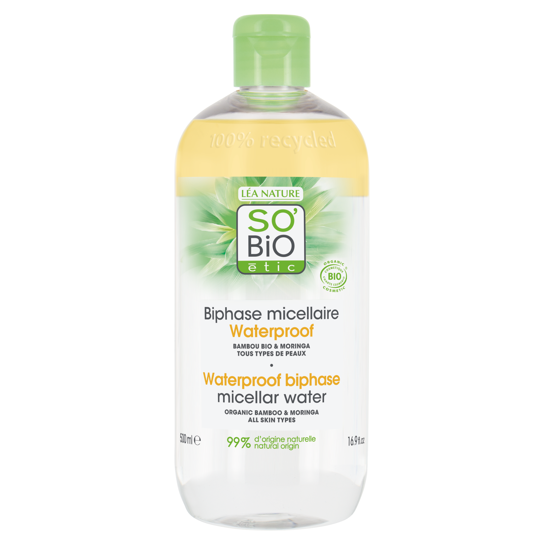 SO’BiO étic Voda micelární dvoufázová - Pur BAMBOO BIO (500 ml) - s organickým bambusem a moringou SO’BiO