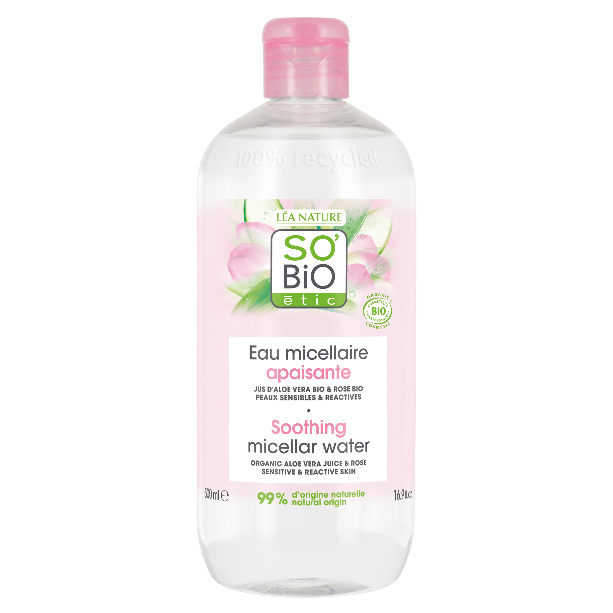 SO’BiO étic Voda micelární s Aloe Vera zklidňující BIO (500 ml) - obohacena o heřmánkovou vodu SO’BiO