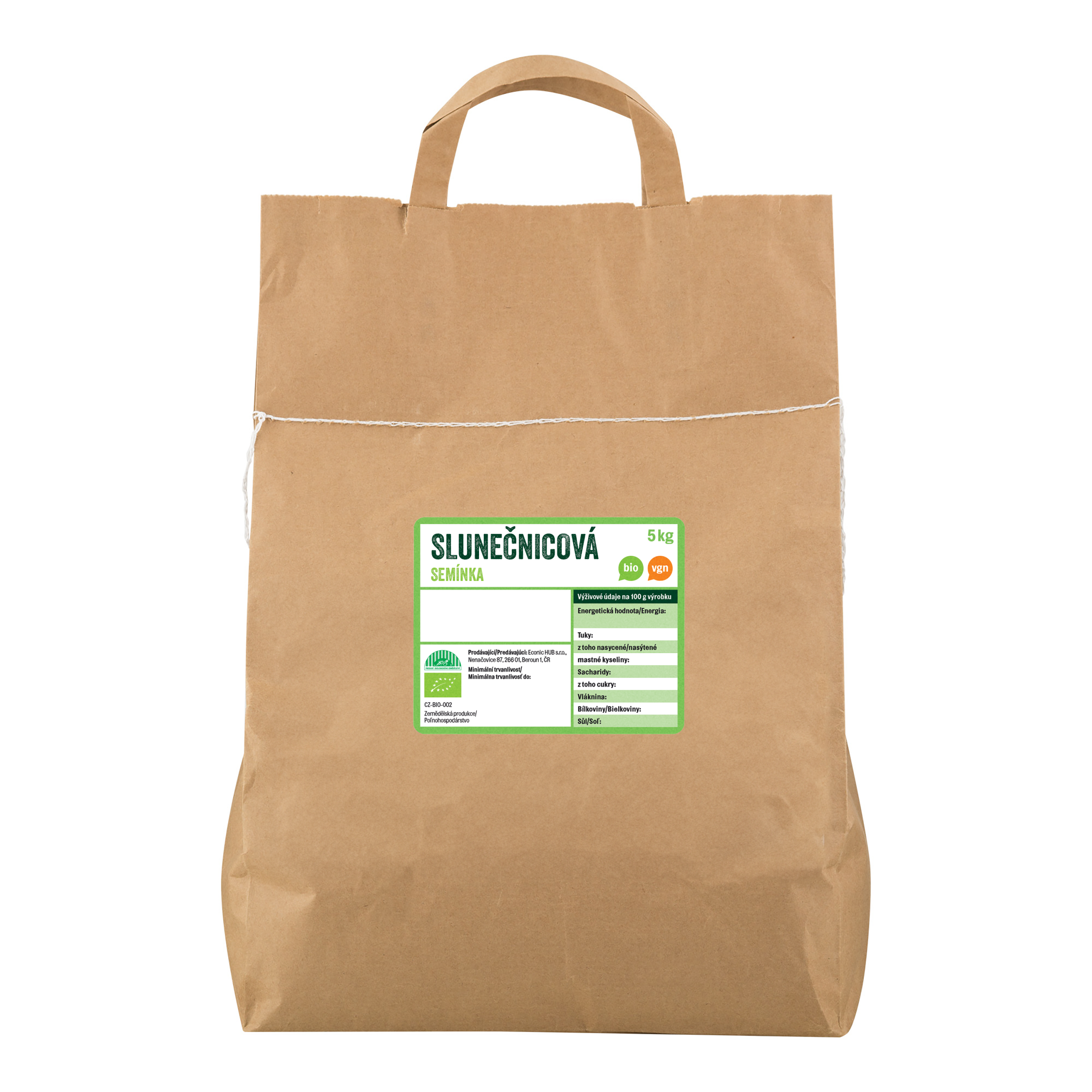 Slunečnicová semínka 5 kg BIO   COUNTRY LIFE Country Life