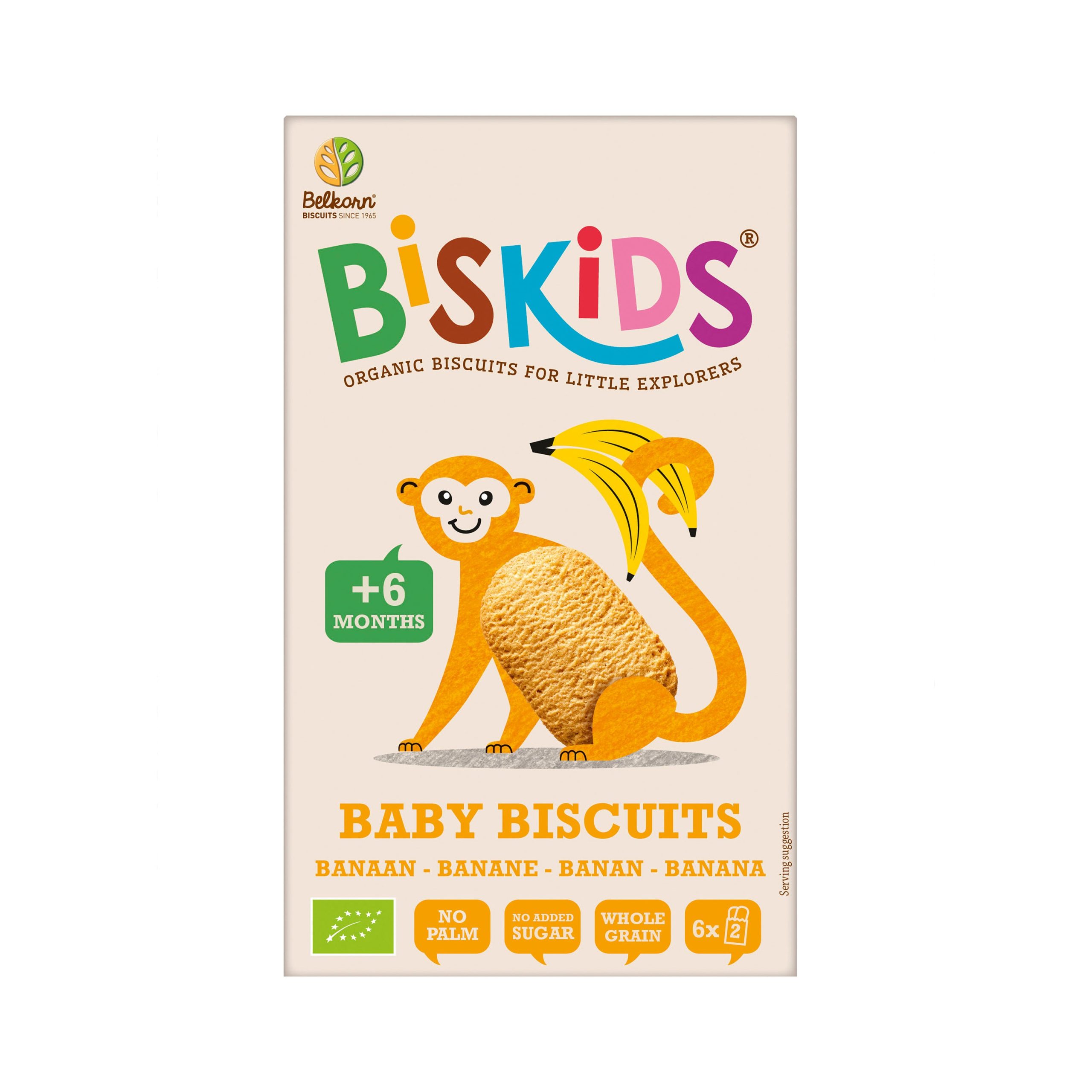 Sušenky celozrnné s banánem bez přidaného cukru dětské 6M+ 120 g BIO   BISKIDS BISkids