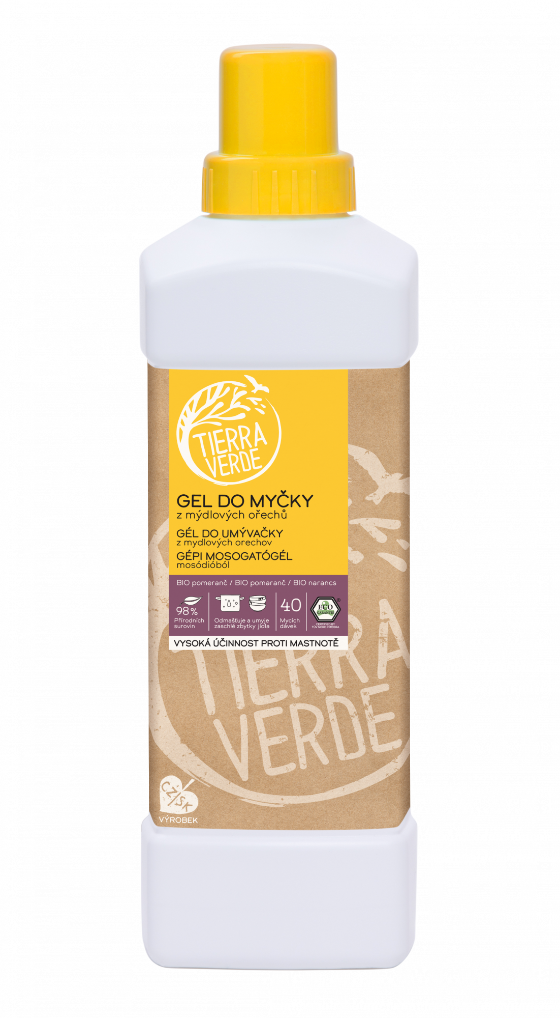Tierra Verde Gel do myčky na nádobí - INOVACE - 1 l - pošk. obal - z mýdlových ořechů v bio kvalitě Tierra Verde