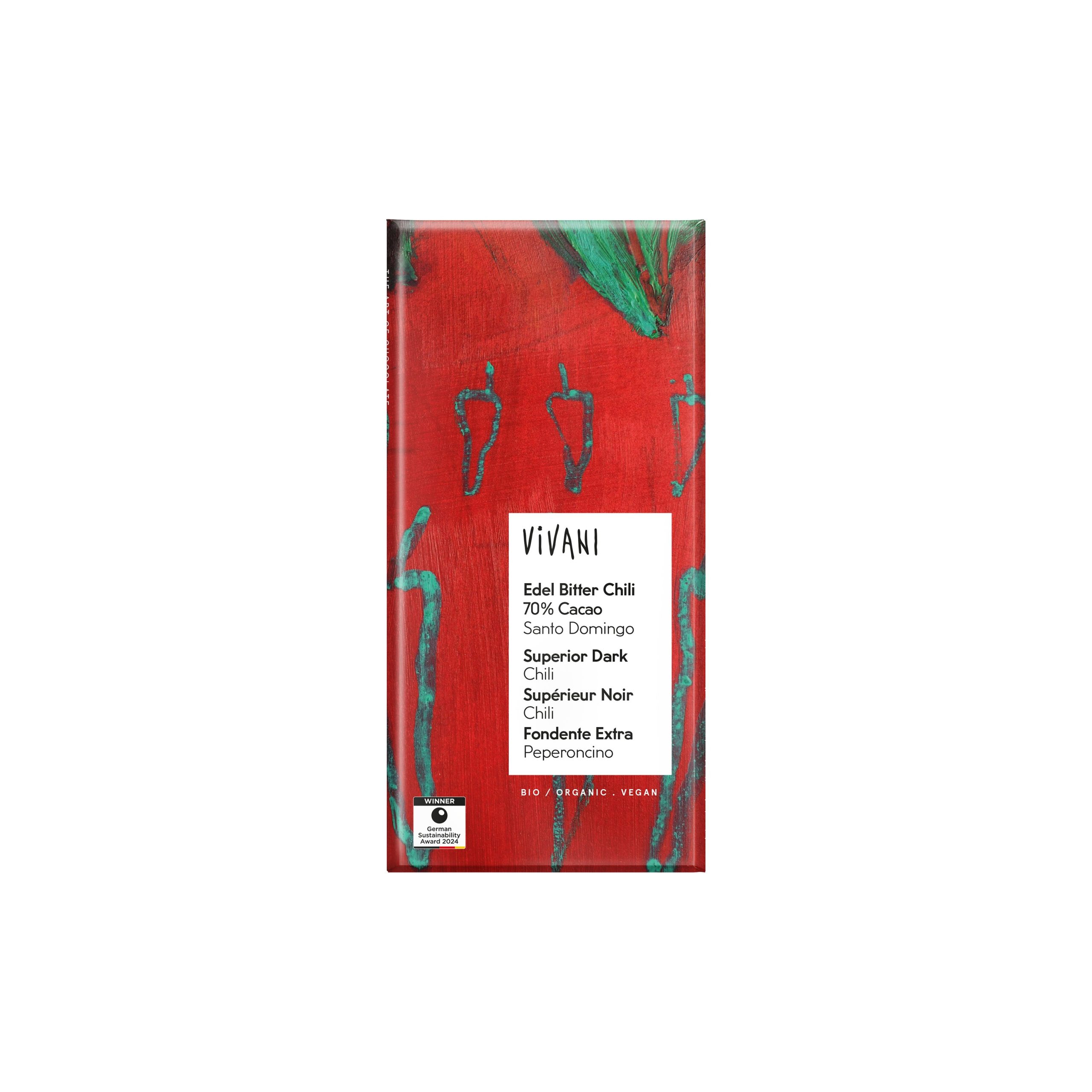 Čokoláda hořká s chilli 70 % 80 g BIO   VIVANI Vivani