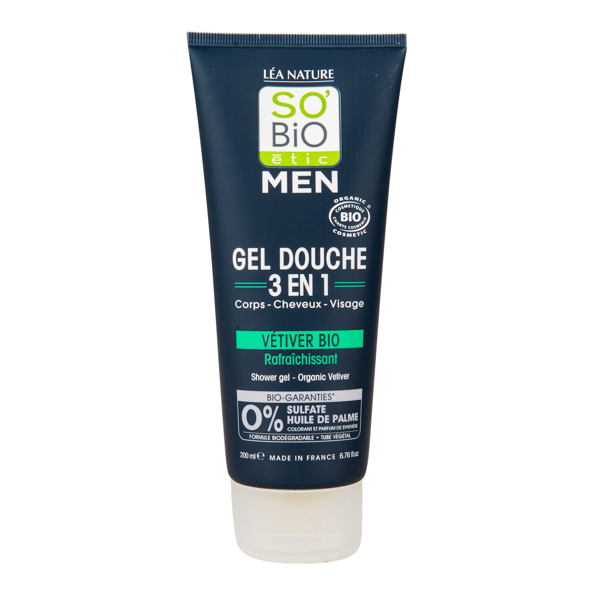 Gel sprchový MEN 3v1 osvěžující vetiver 200 ml BIO    SO’BiO étic SO’BiO étic