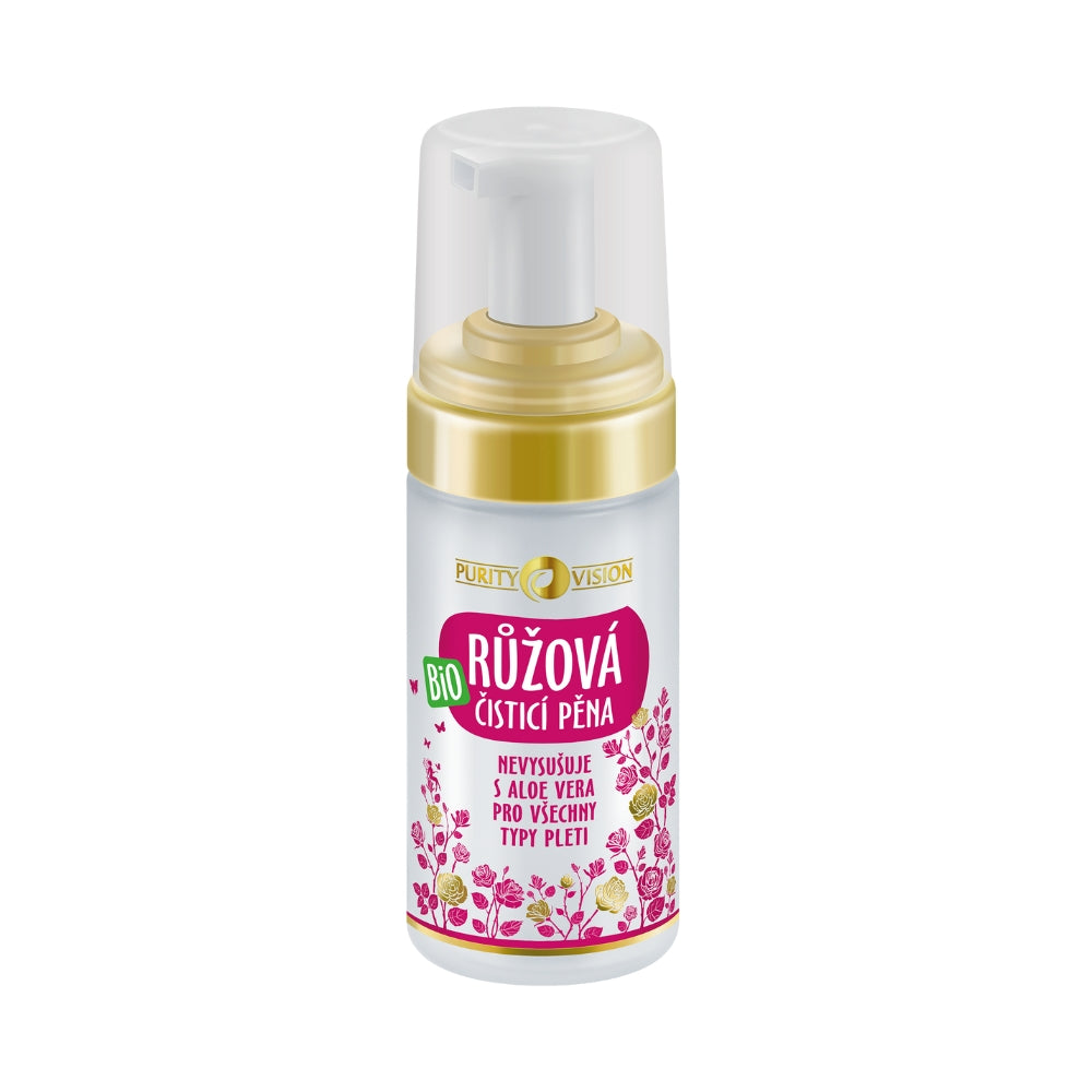 Purity Vision Růžová čisticí pěna BIO (90 ml) - ideální pro dehydratovanou a citlivou pleť Purity Vision