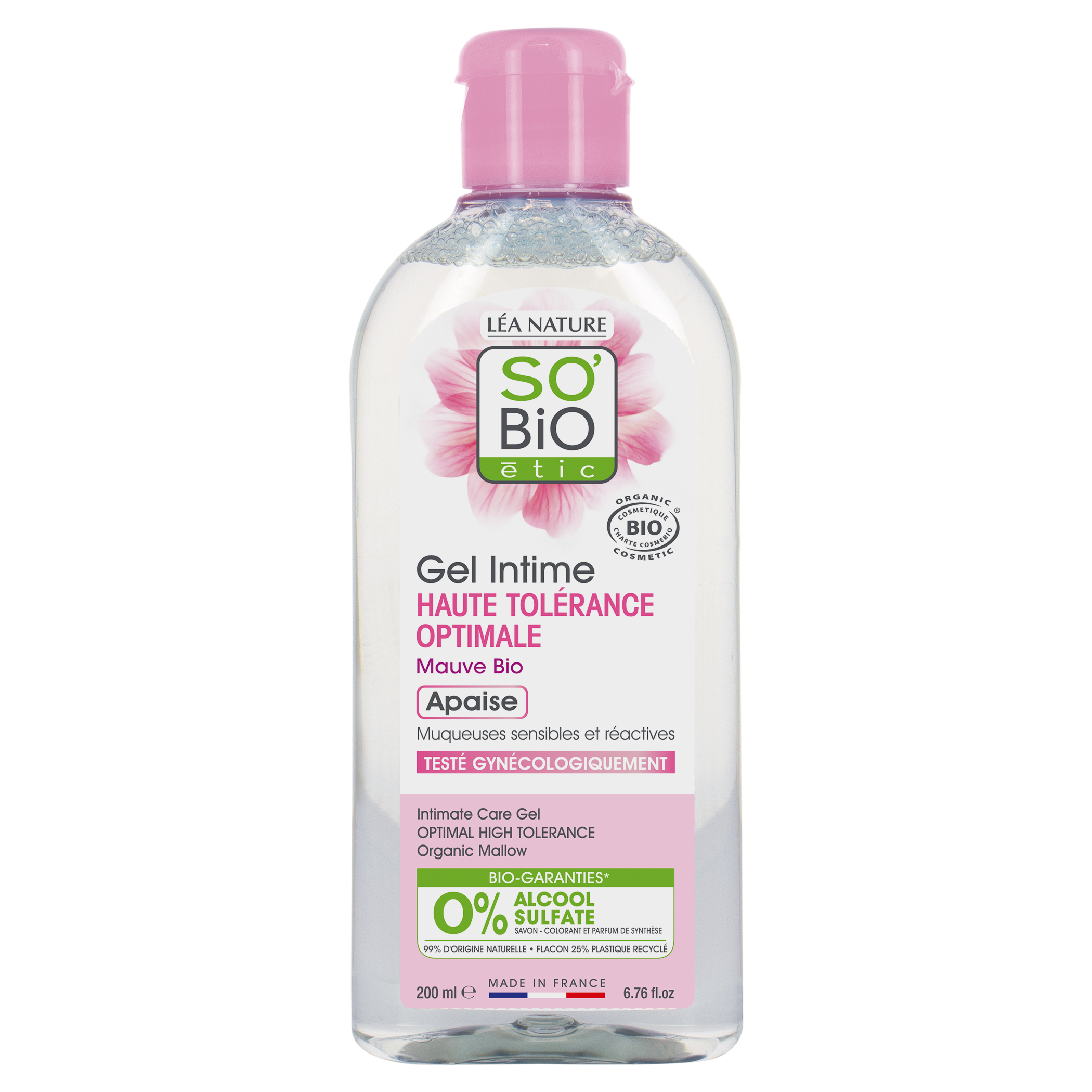 SO’BiO étic Gel mycí pro intimní hygienu hypoalergenní BIO (200 ml) - pošk. obal - s výtažkem ze slézu obecného SO’BiO étic