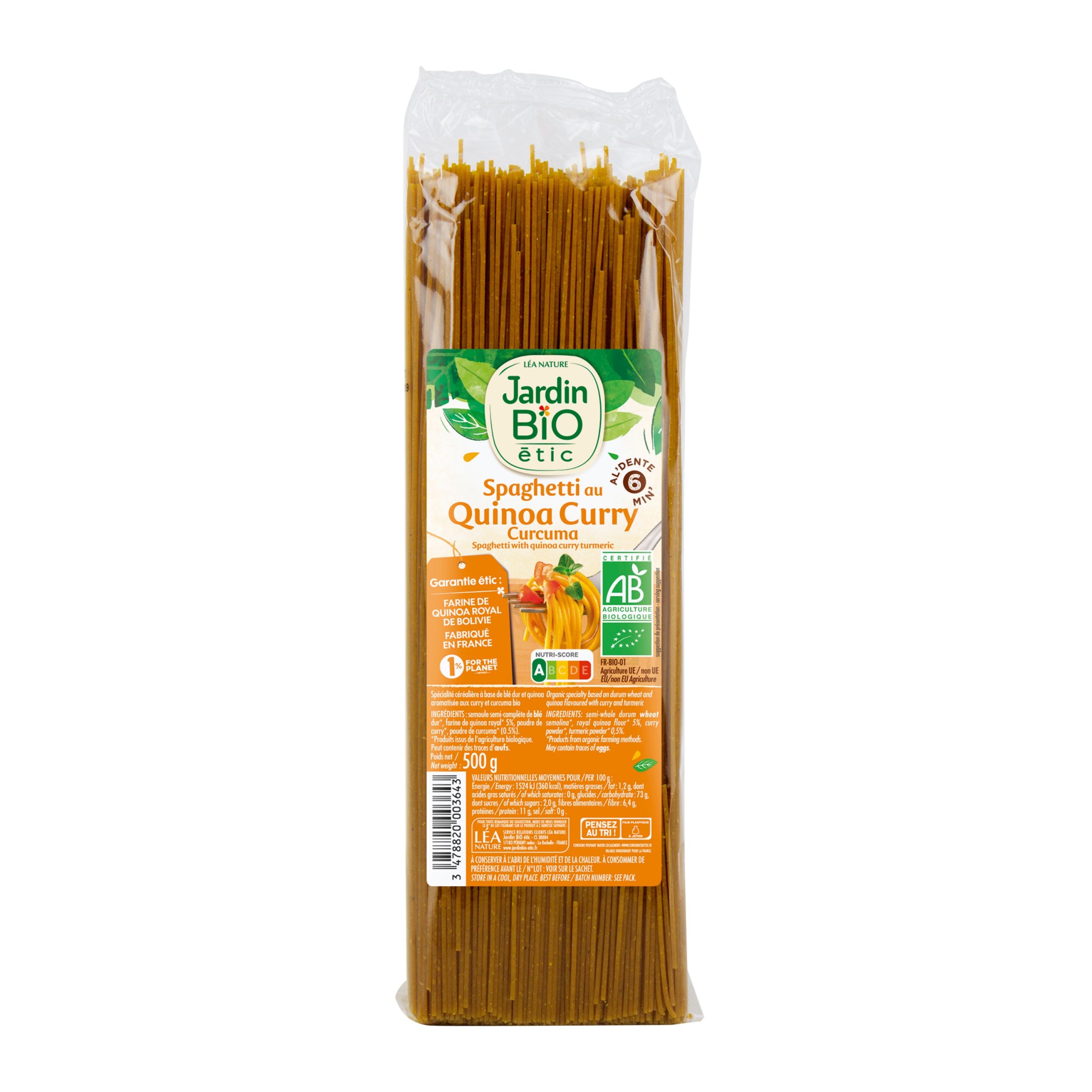 Špagety s quinoovou moukou Curry 500 g BIO   JARDIN BIO Jardin
