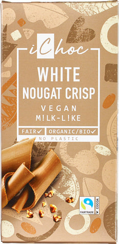 iChoc Bílý nugát s křupinkami rostlinný BIO (80 g) - fair trade kvalita iChoc