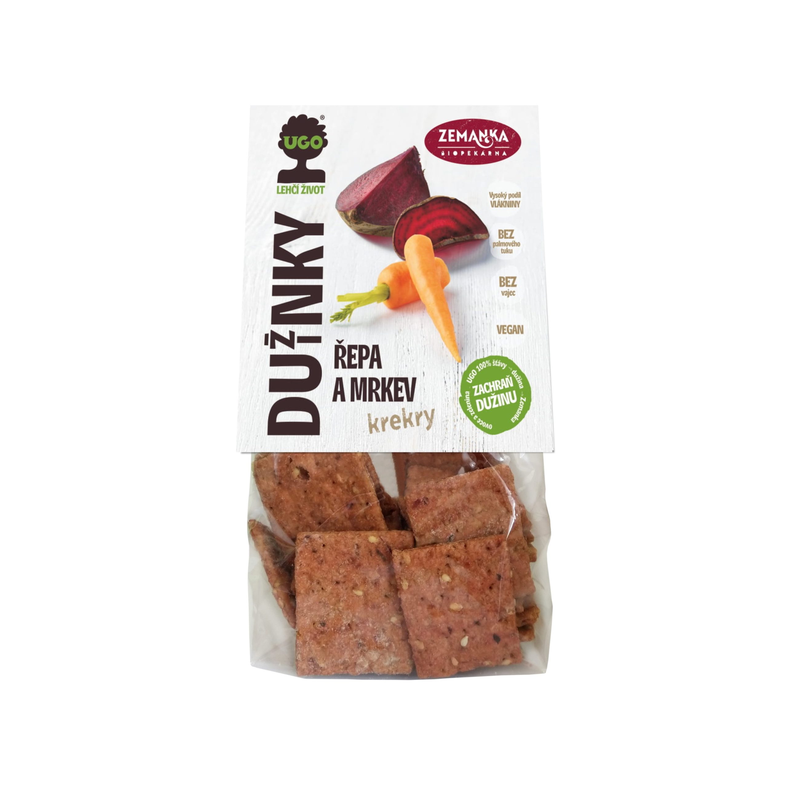 Zemanka Krekry slané s dužinou z červené řepy a mrkve (100 g) Biopekárna Zemanka