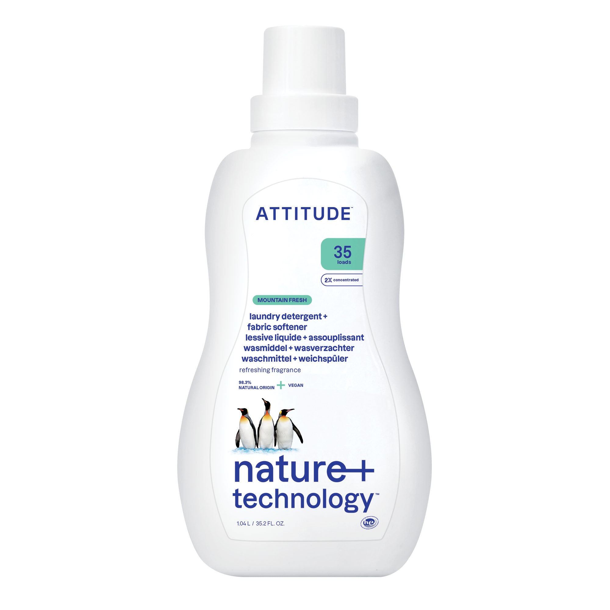 Attitude Prací gel a aviváž 2v1 s vůní Mountain Essentials (1040 ml) - 35 pracích dávek Attitude