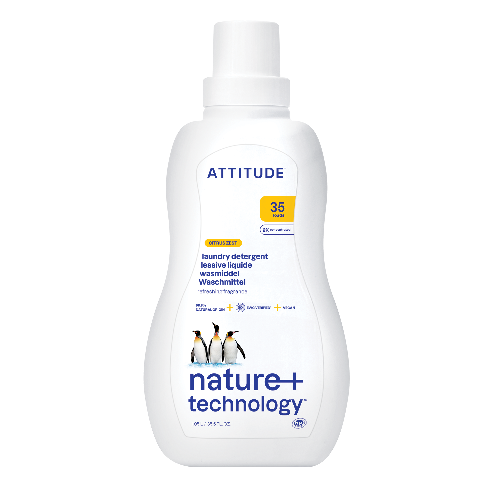 Attitude Prací gel s vůní citronové kůry (1050 ml) - 35 pracích dávek Attitude