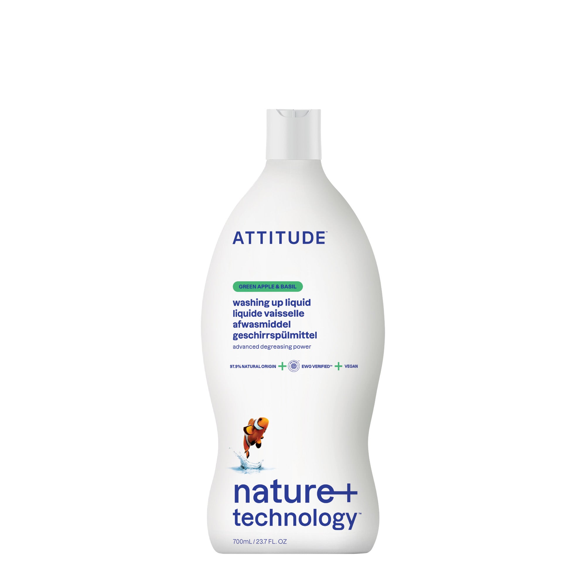 Attitude Prostředek na mytí nádobí s vůní zeleného jablka a bazalky (700 ml) - šetrné složení