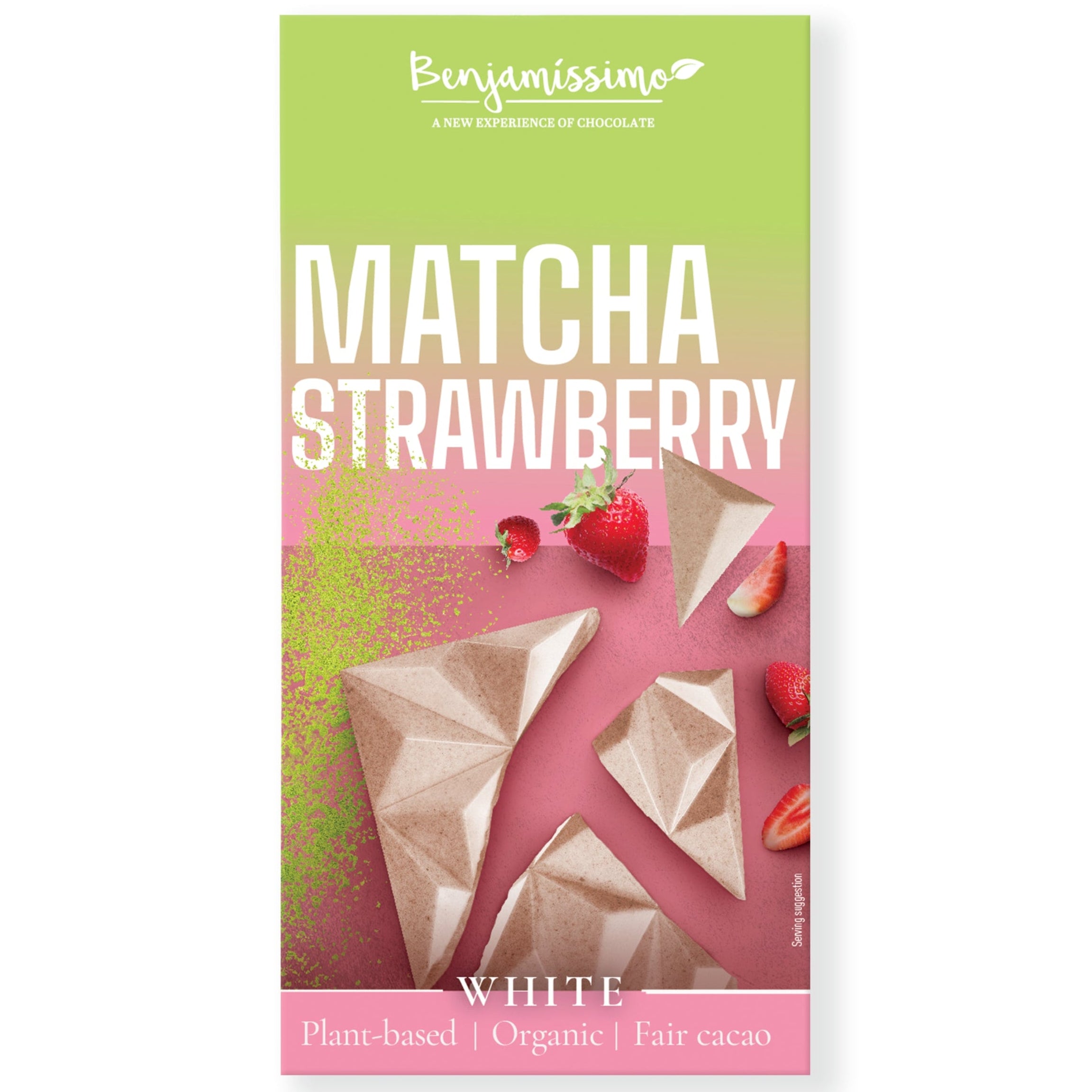 Benjamíssimo Tabulka kakaová bílá matcha-jahoda BIO (60 g) - bez rafinovaného cukru Benjamíssimo