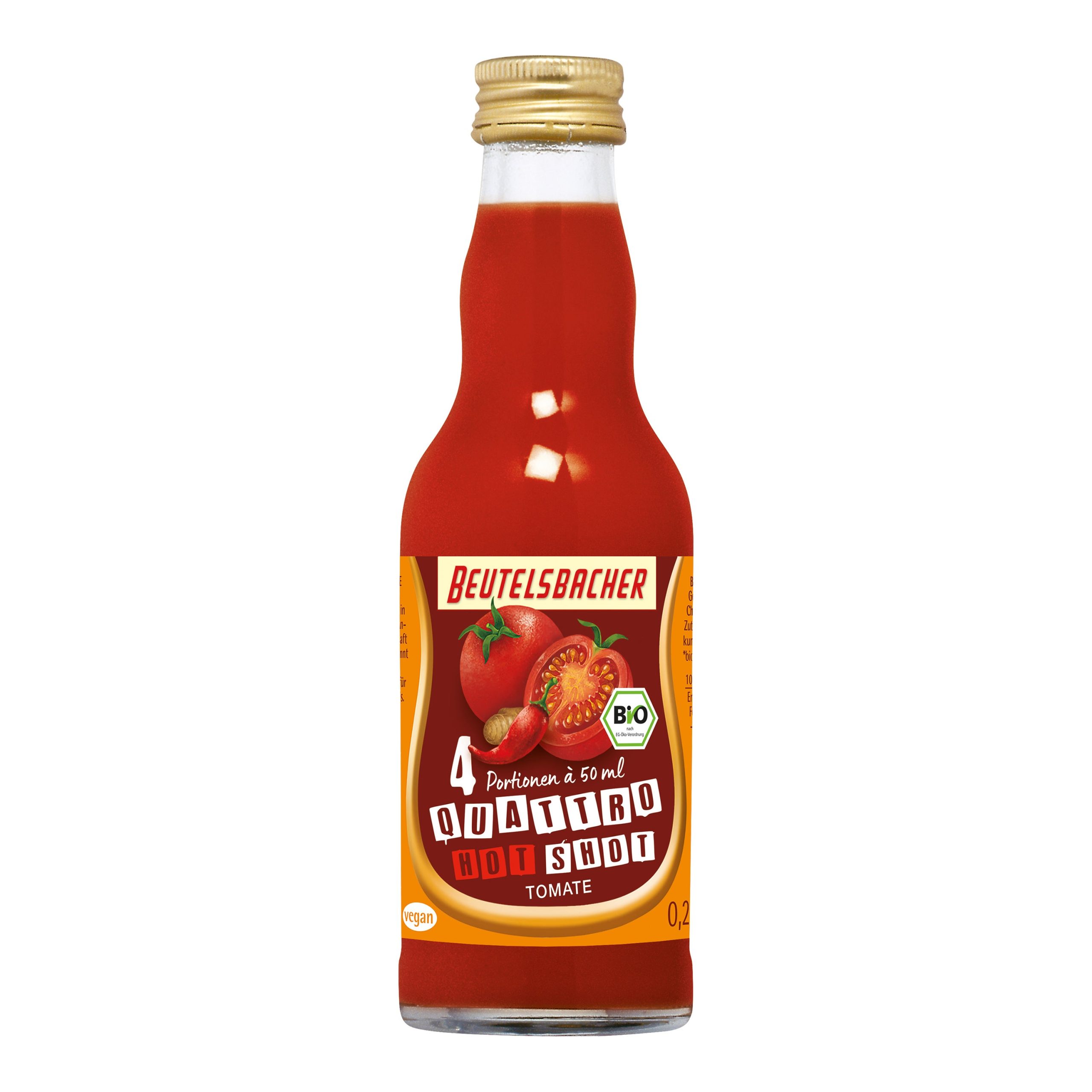 Beutelsbacher Šťáva rajčatová s chilli Quattro shot BIO (200 ml) - jako nápoj i do kuchyně Beutelsbacher