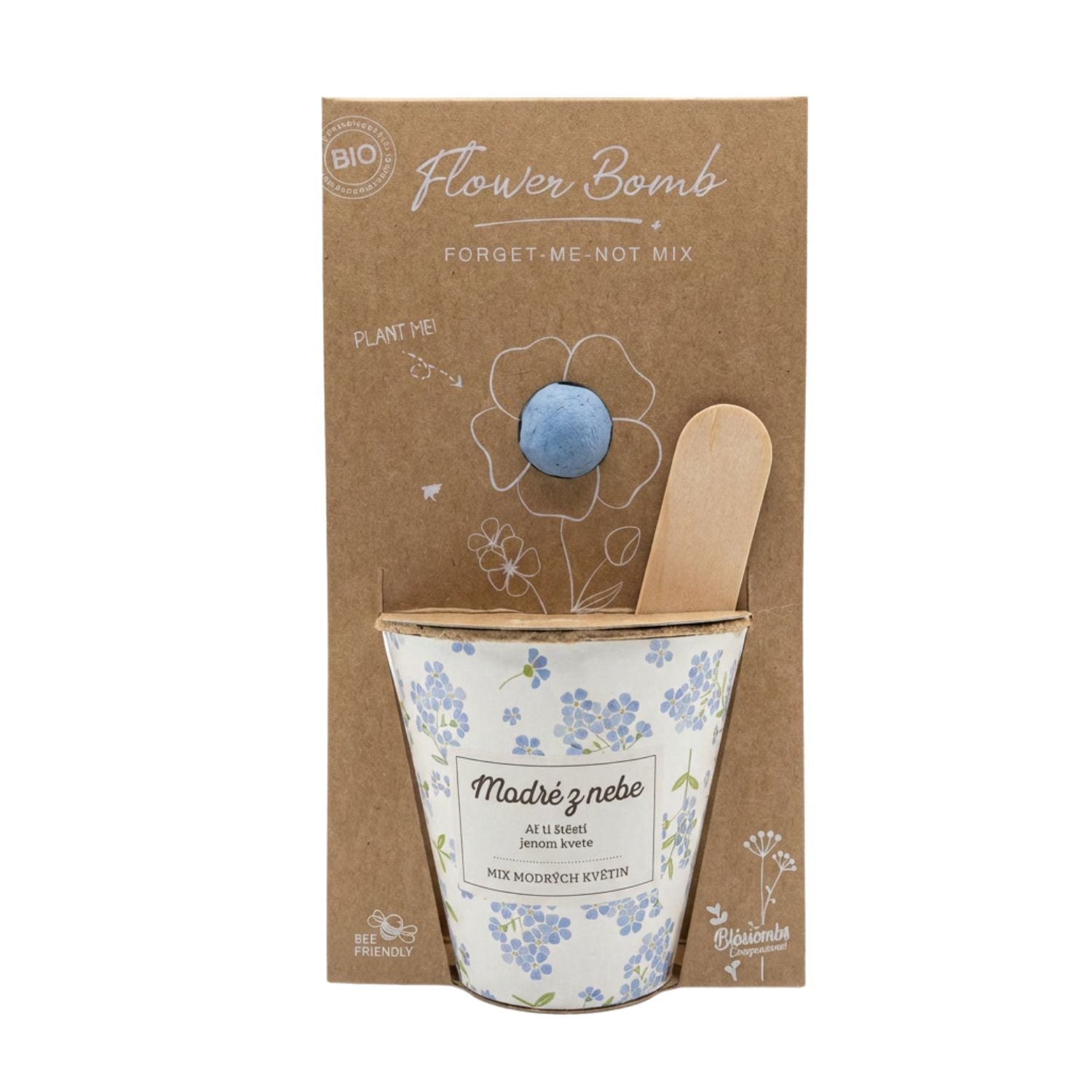 Blossombs Semínková bomba s květináčem - Modré z nebe - mix modrých květin - set na pěstování modrých květin Blossombs