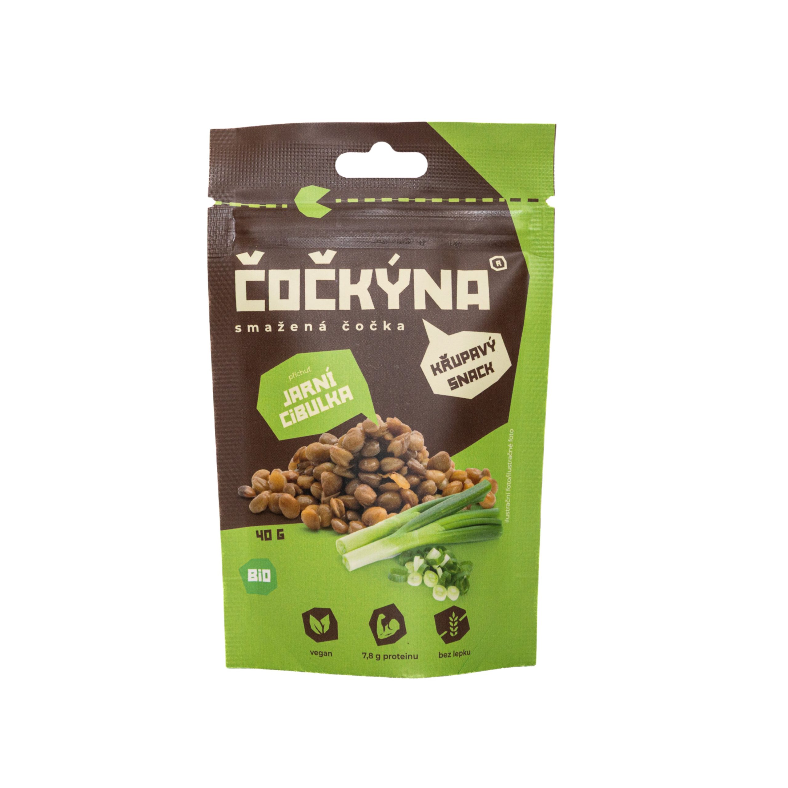 Čočkýna Čočka smažená - jarní cibulka BIO (40 g) - křupavá svačinka i dochucovadlo Čočkýna