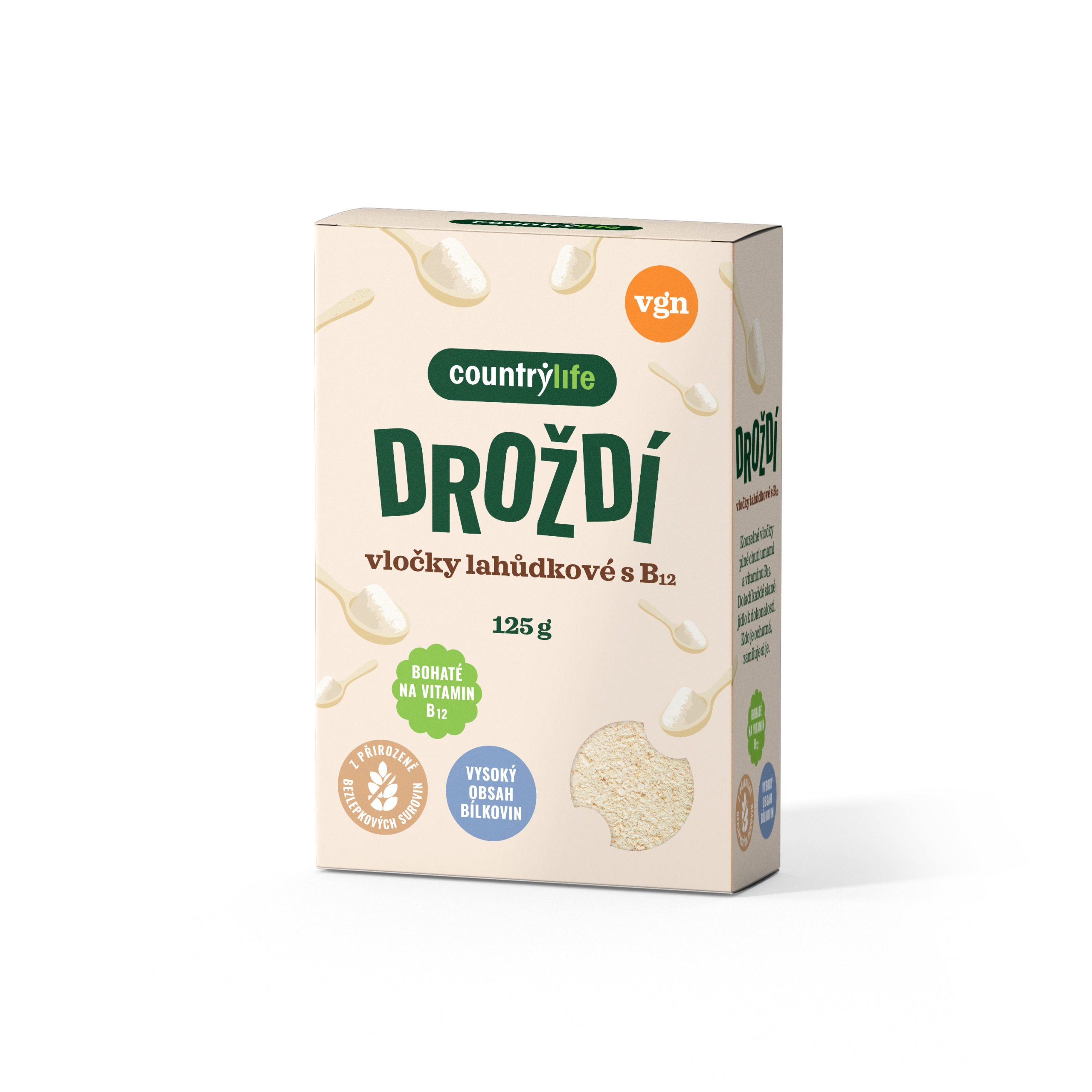 Country Life Droždí lahůdkové s vitaminem B12 (125 g) - vysoký obsah bílkovin a spousta vitamínů Country Life