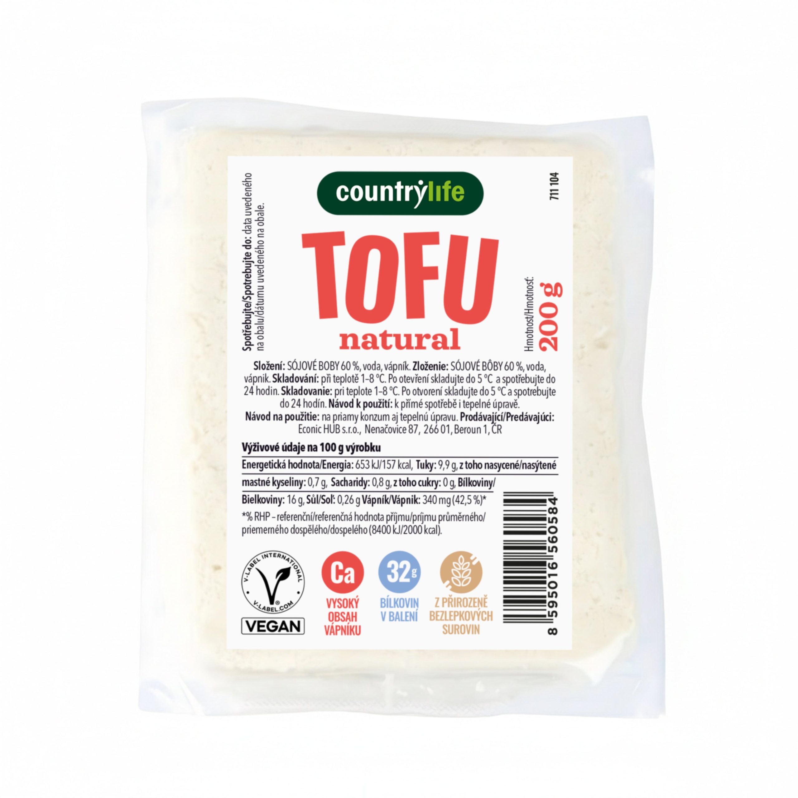 Country Life Tofu natural (200 g) - 32 g bílkovin v jednom balení Country Life