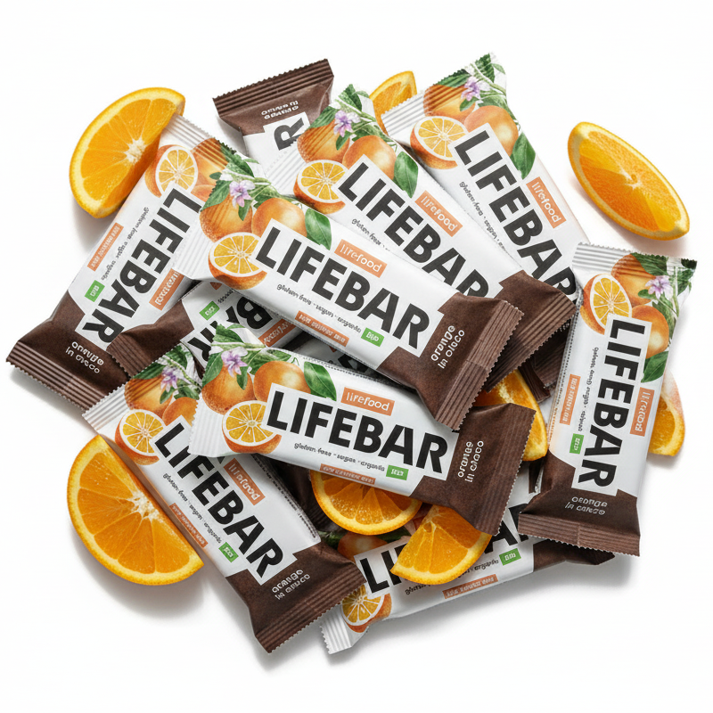 Lifefood Zvýhodněná sada 13 + 2 tyčinky zdarma - Lifebar InChoco pomerančová RAW BIO (15 x 40 g) - nutričně bohaté svačinky Lifefood