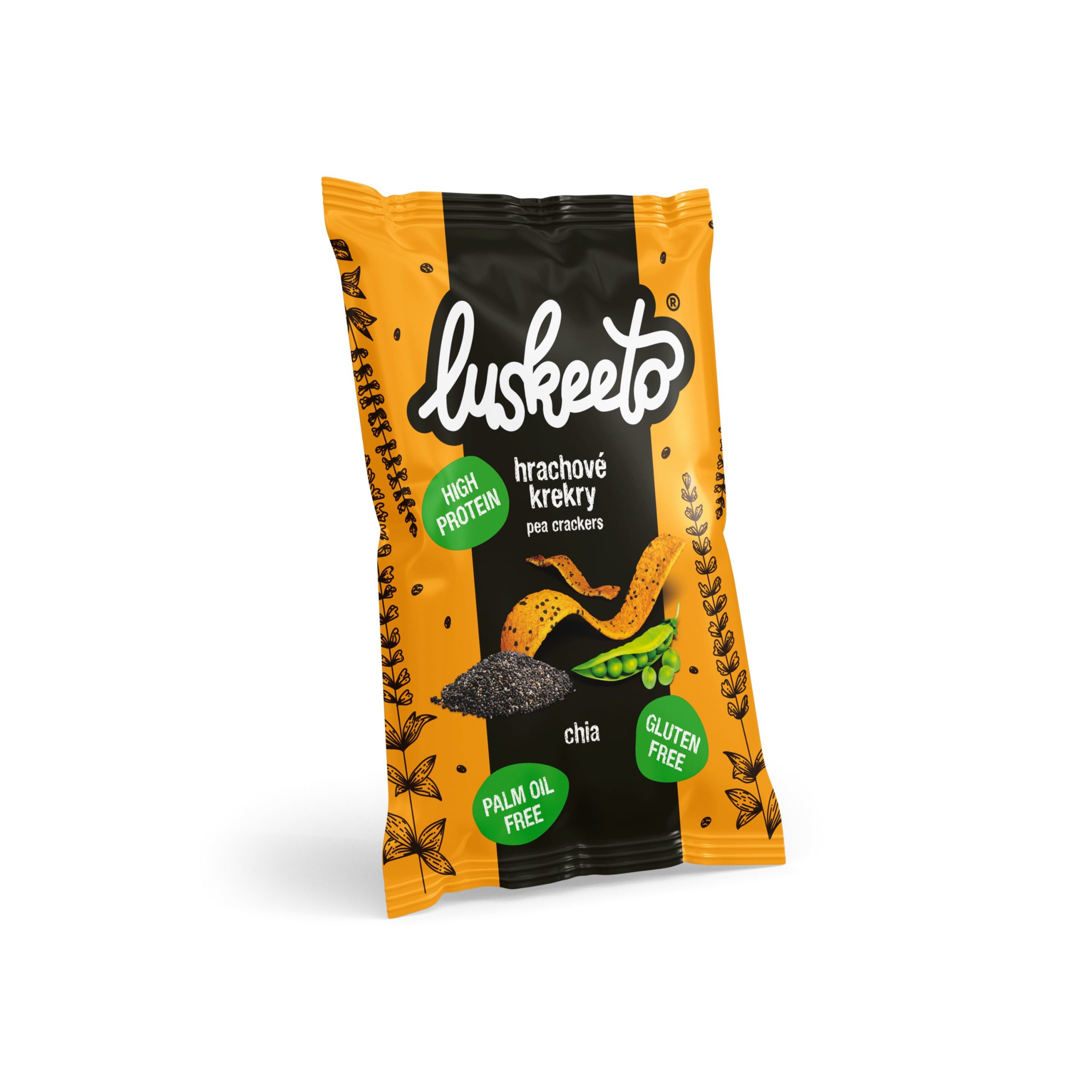 Luskeeto Krekry luštěninové s chia (40 g) - bezlepkový snack plný bílkovin Luskeeto