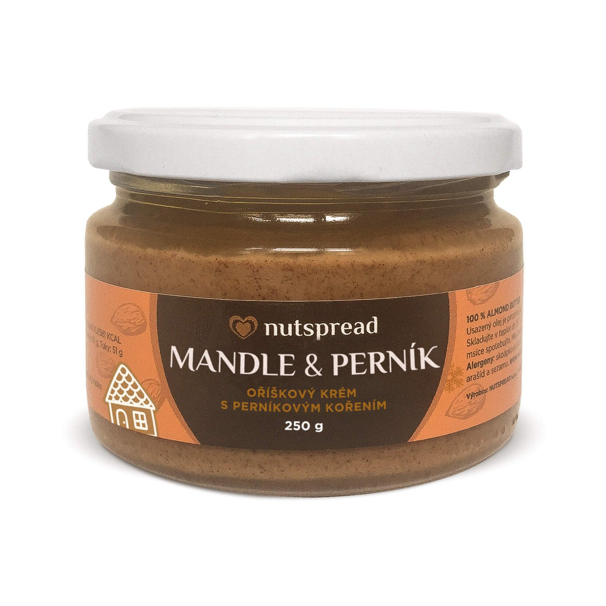 Nutspread Krém ořechový Mandle a perník (250 g) - mandlové perníčky ve skleničce Nutspread