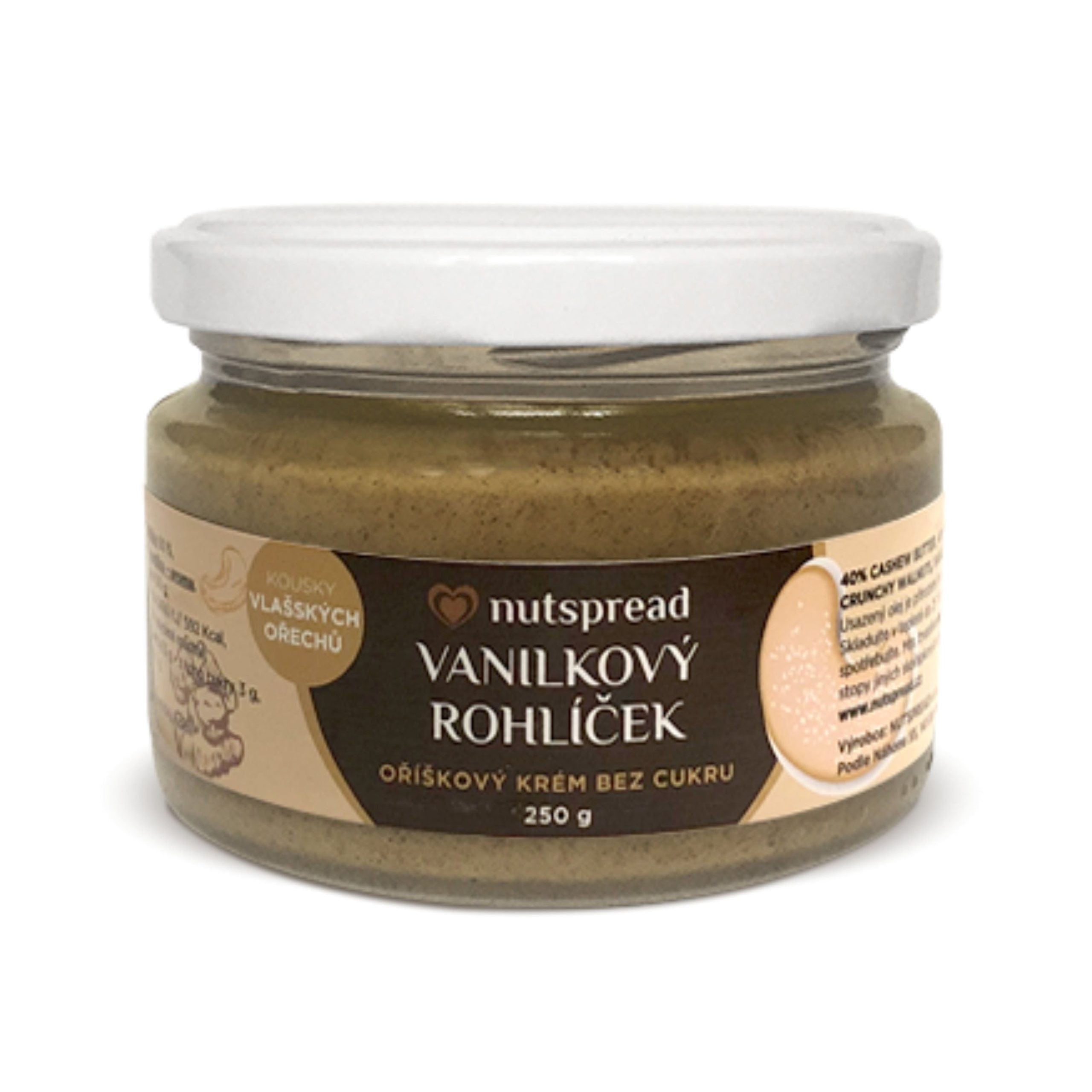 Nutspread Krém ořechový Vanilkový rohlíček (250 g) - vanilkové rohlíčky ve skleničce Nutspread